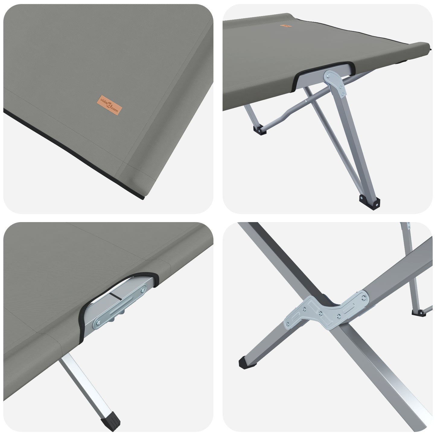 Sammenleggbar camping seng Grå 194 x 62,5 x 42,5 cm