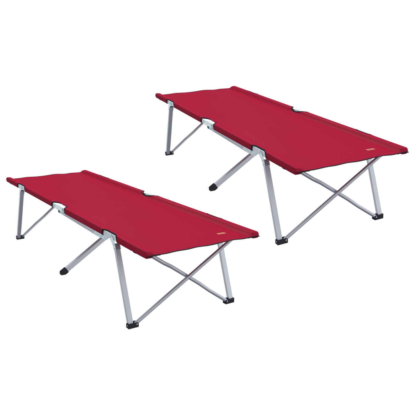Sammenleggbar camping seng 2 pcs Rød 194 x 62,5 x 42,5 cm
