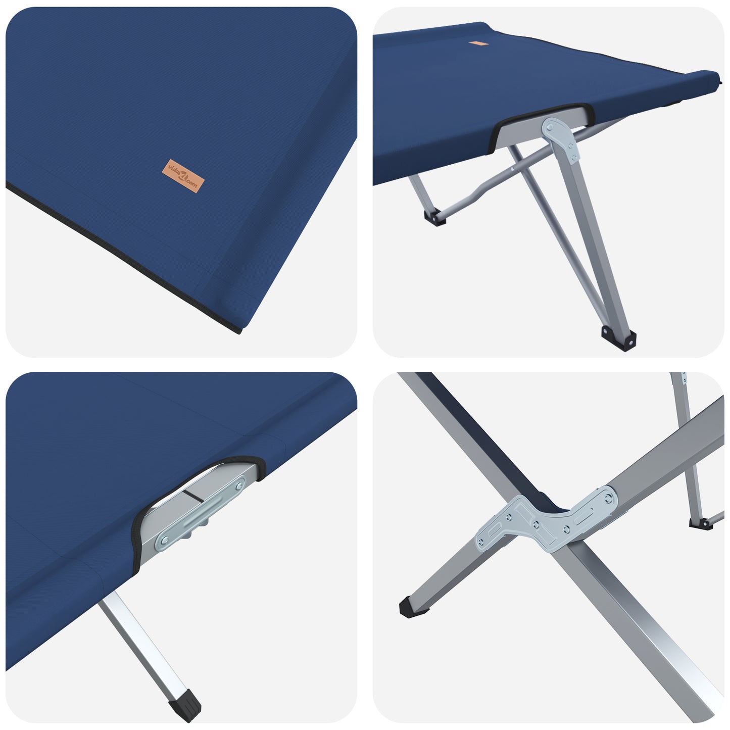 Sammenleggbar camping seng 2 pcs Blå 194 x 62,5 x 42,5 cm