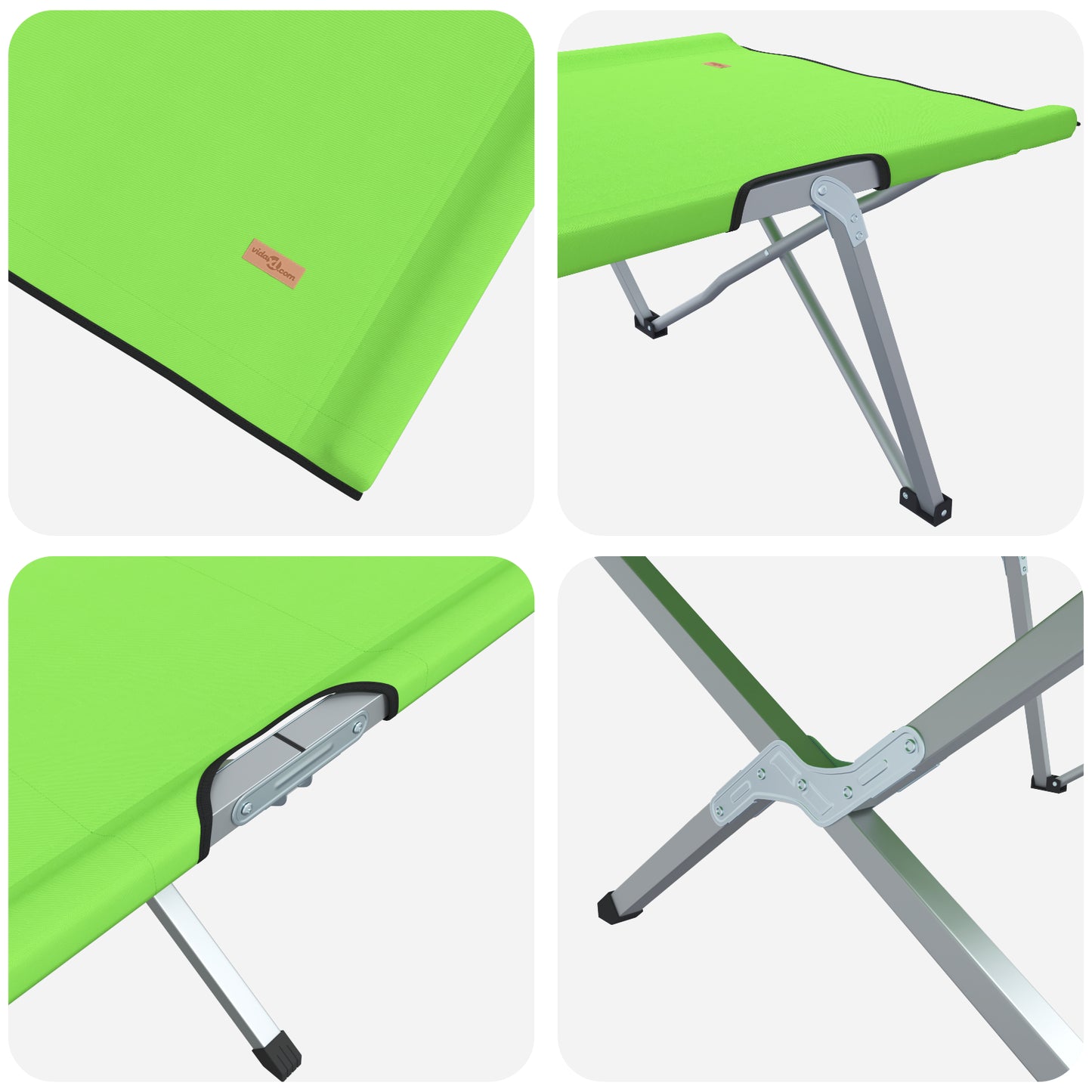Sammenleggbar camping seng 2 pcs grønn 194 x 62,5 x 42,5 cm