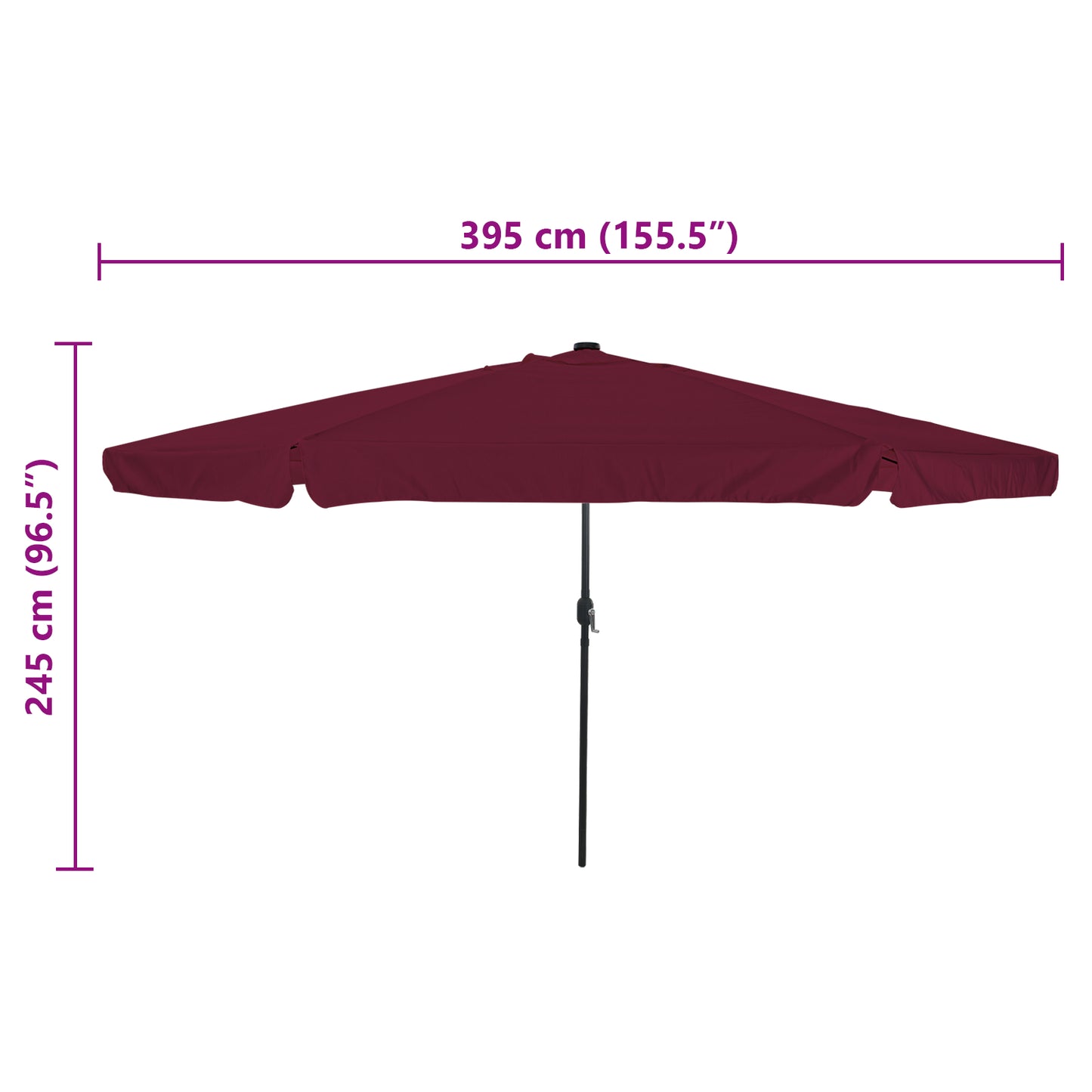 Hageparasol Bordeaux Rød 395 x 395 x 245 cm Polyester