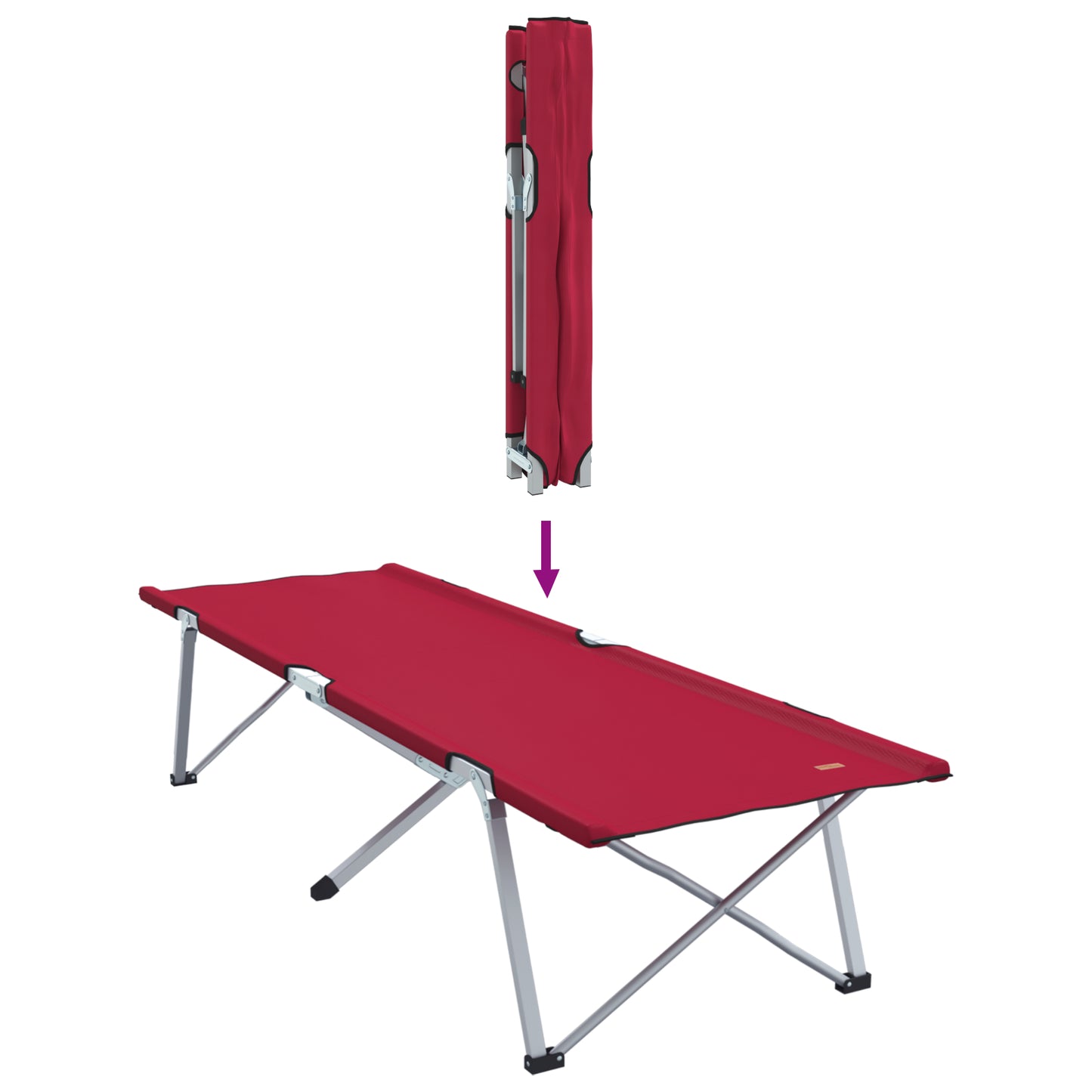 Sammenleggbar camping seng 2 pcs Rød 194 x 62,5 x 42,5 cm