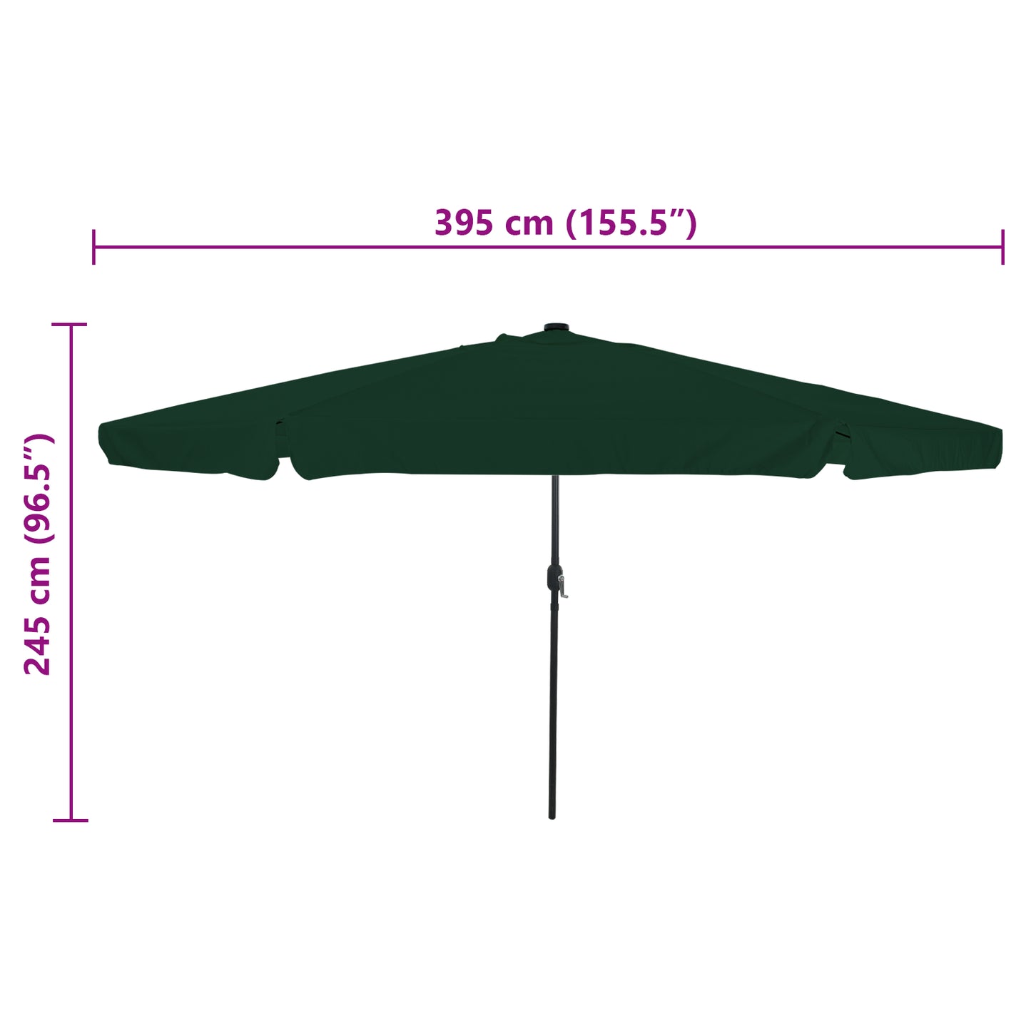 Hageparasol grønn 395 x 395 x 245 cm Polyester