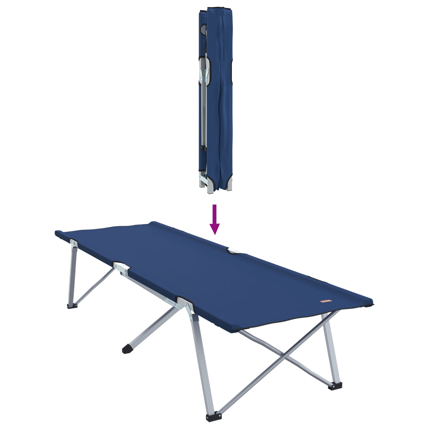 Sammenleggbar camping seng 2 pcs Blå 194 x 62,5 x 42,5 cm