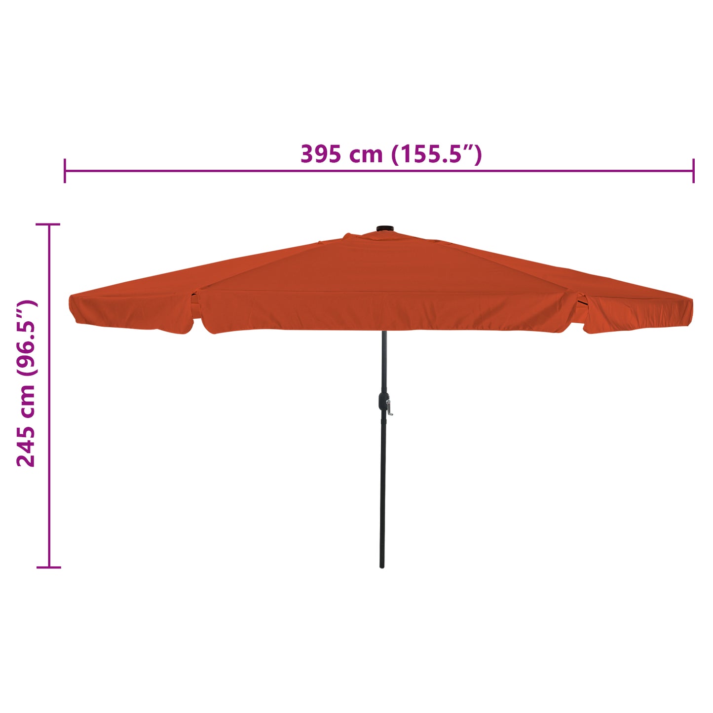 Hageparasol Terrakotta 395 x 395 x 245 cm Polyester