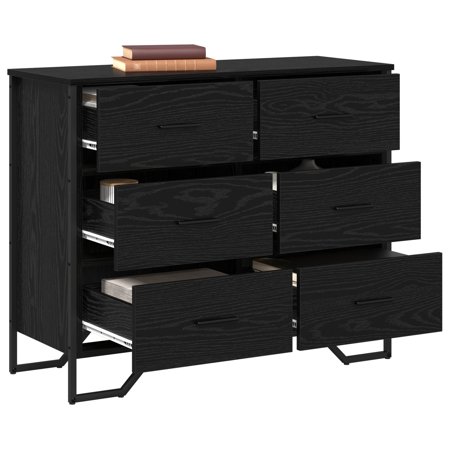 Kommode 6-Skuff Svart Eik 91 x 35,5 x 74,5 cm