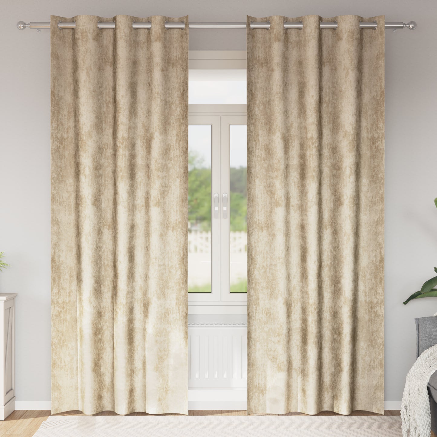 Fløyel Gardiner med gardiner 2 pcs Krem 260 x 140 cm Fløyel
