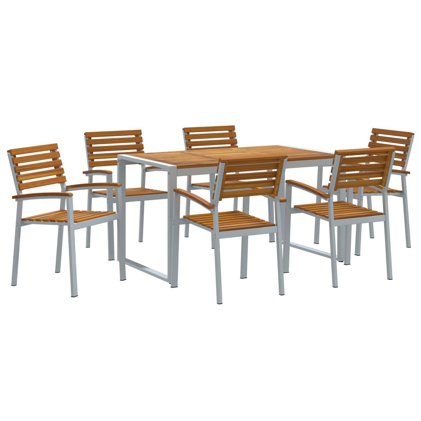 Hage Spisegruppe 7 pcs Grå Solid akasietre