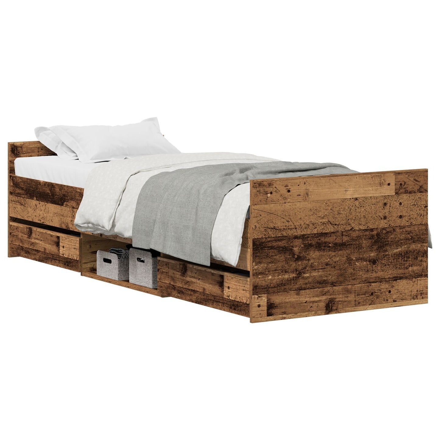 Sengestamme med skuff Gamle tre 193 x 78 x 50 cm Konstruert tre