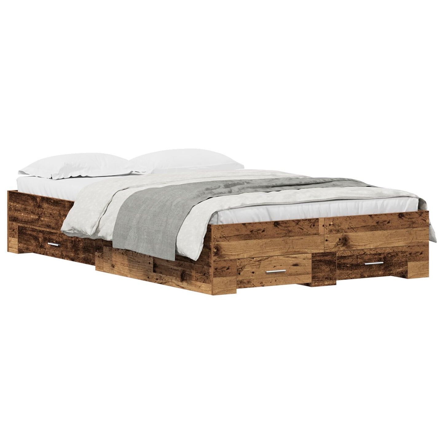 Sengestamme med skuff Gamle tre 120 x 190 cm Konstruert tre