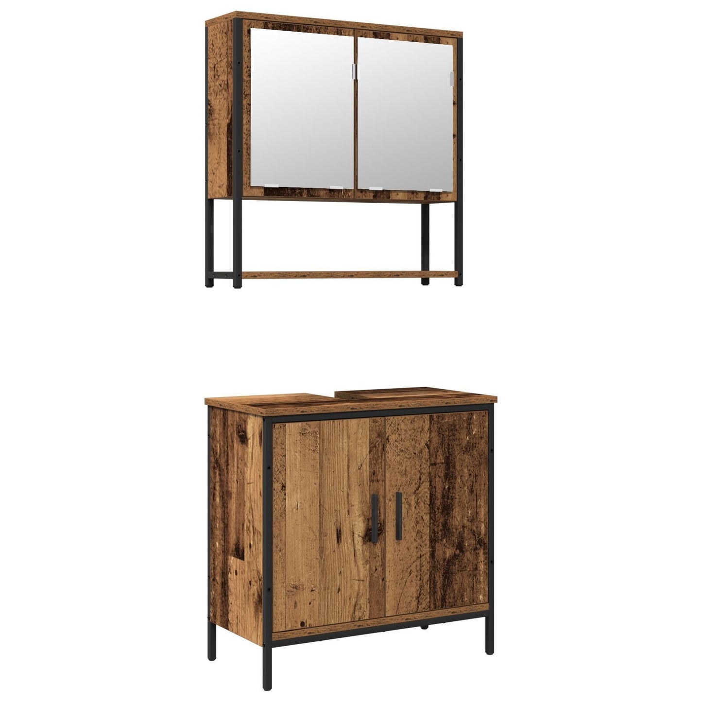 Baderomsinnredningssett med hylle 2 pcs Brun Konstruert tre