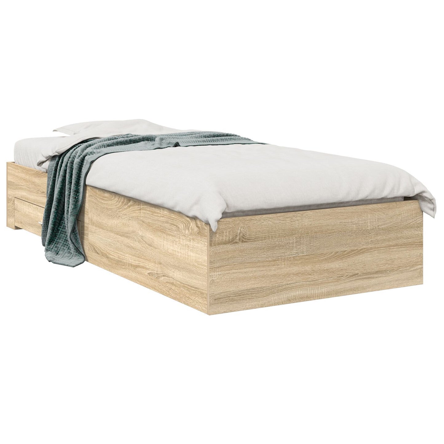 Sengestamme med skuff Brun 90 x 190 cm Konstruert tre