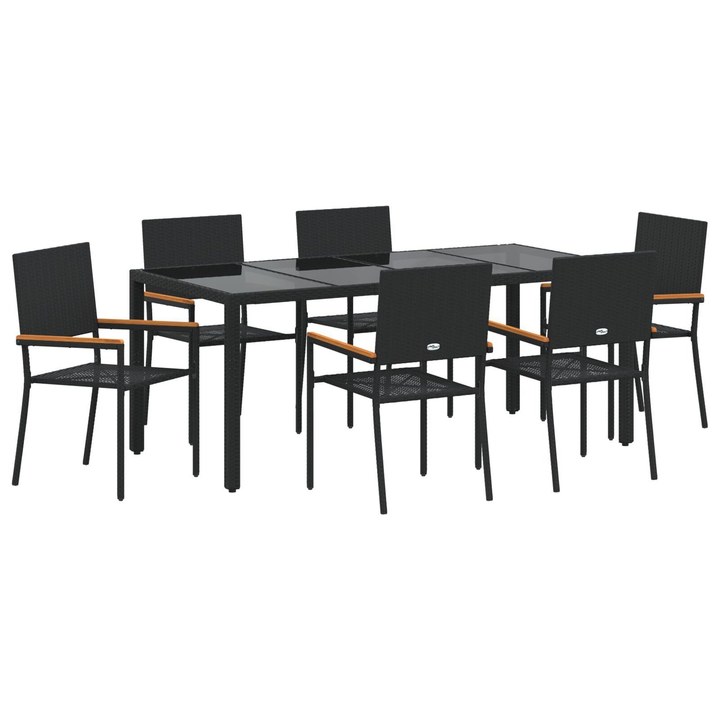 Hage Spisegruppe 7 pcs Svart polyrotting