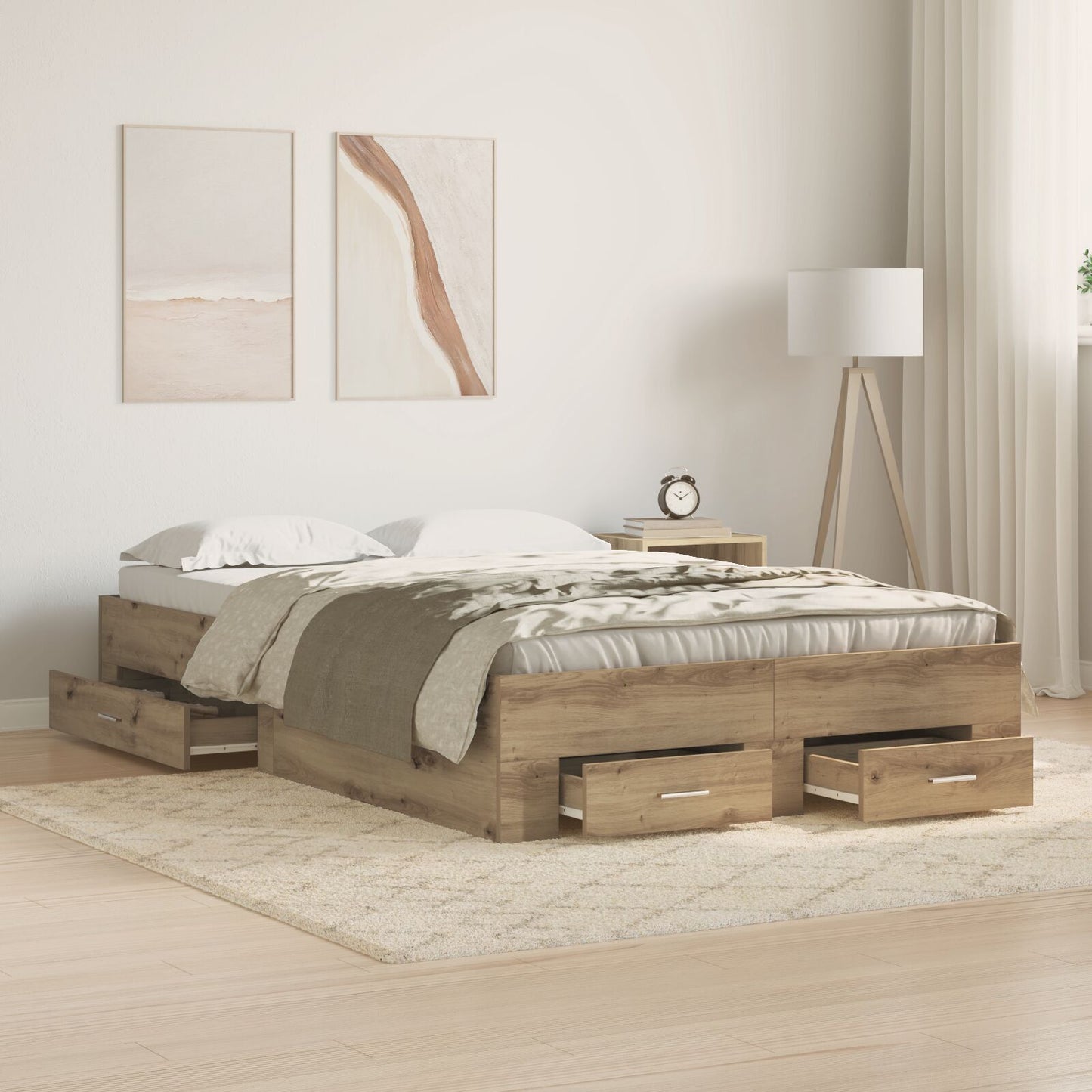 Sengestamme med skuff Artisan Eik 120 x 190 cm Konstruert tre