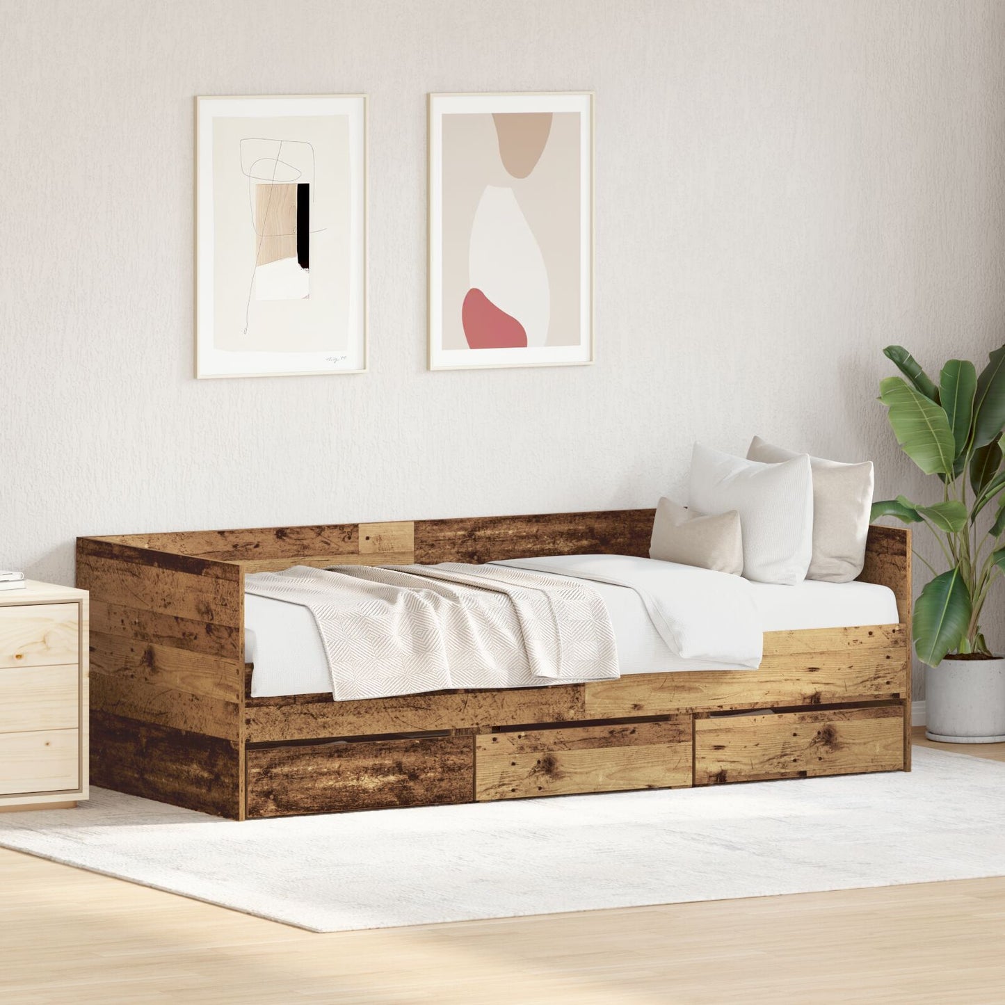 Seng med hodegjerde Gamle tre 90 x 200 cm Konstruert tre