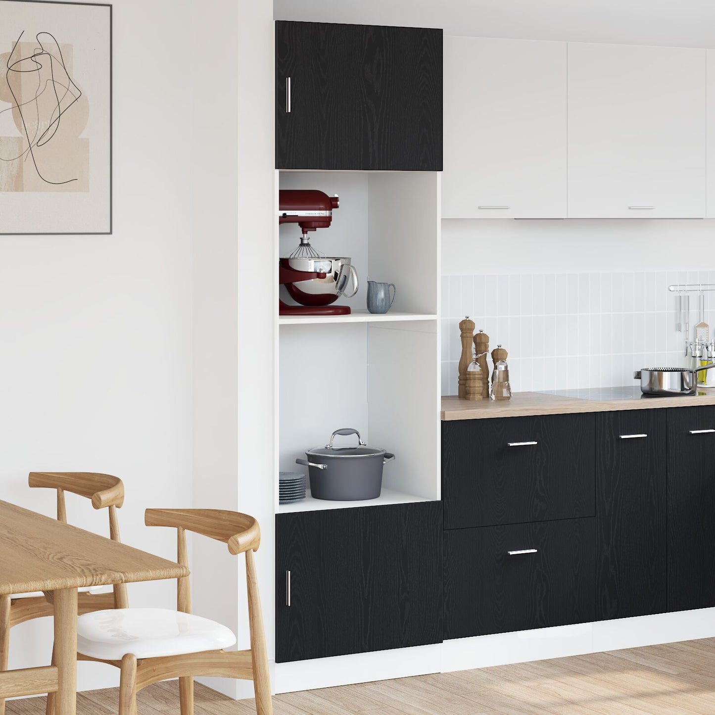 Hengende skap Svart Eik 60 x 57 x 207 cm Konstruert tre
