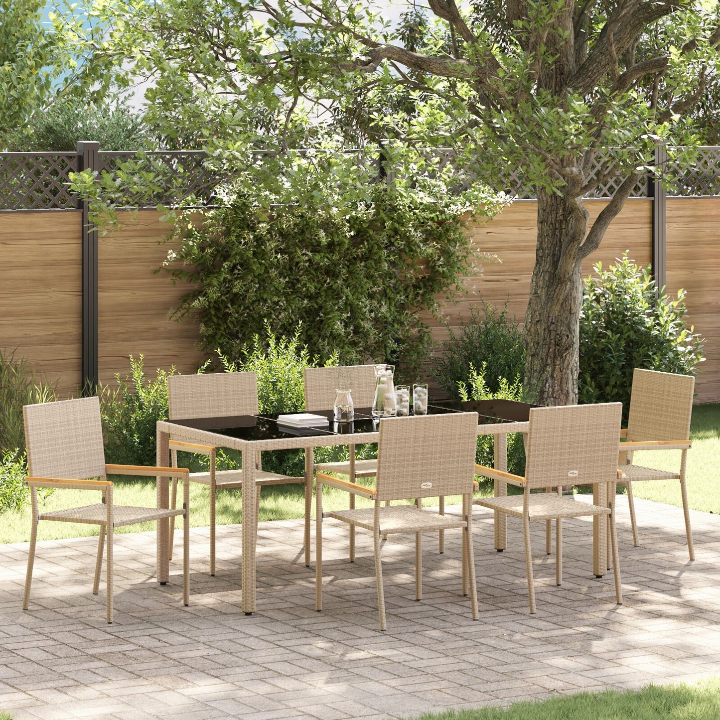 Hage Spisegruppe 7 pcs Beige polyrotting