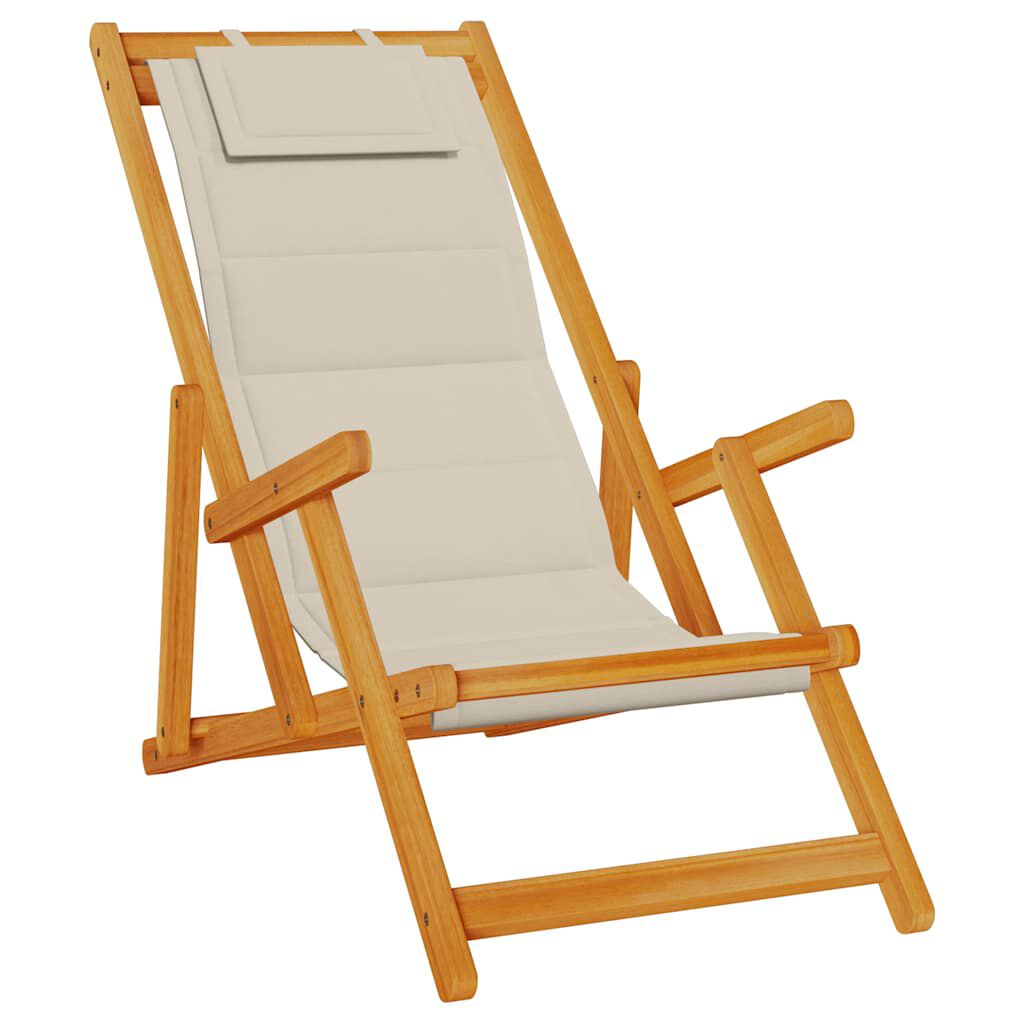 Strandstol med pute 2 pcs Brun Solid akasietre