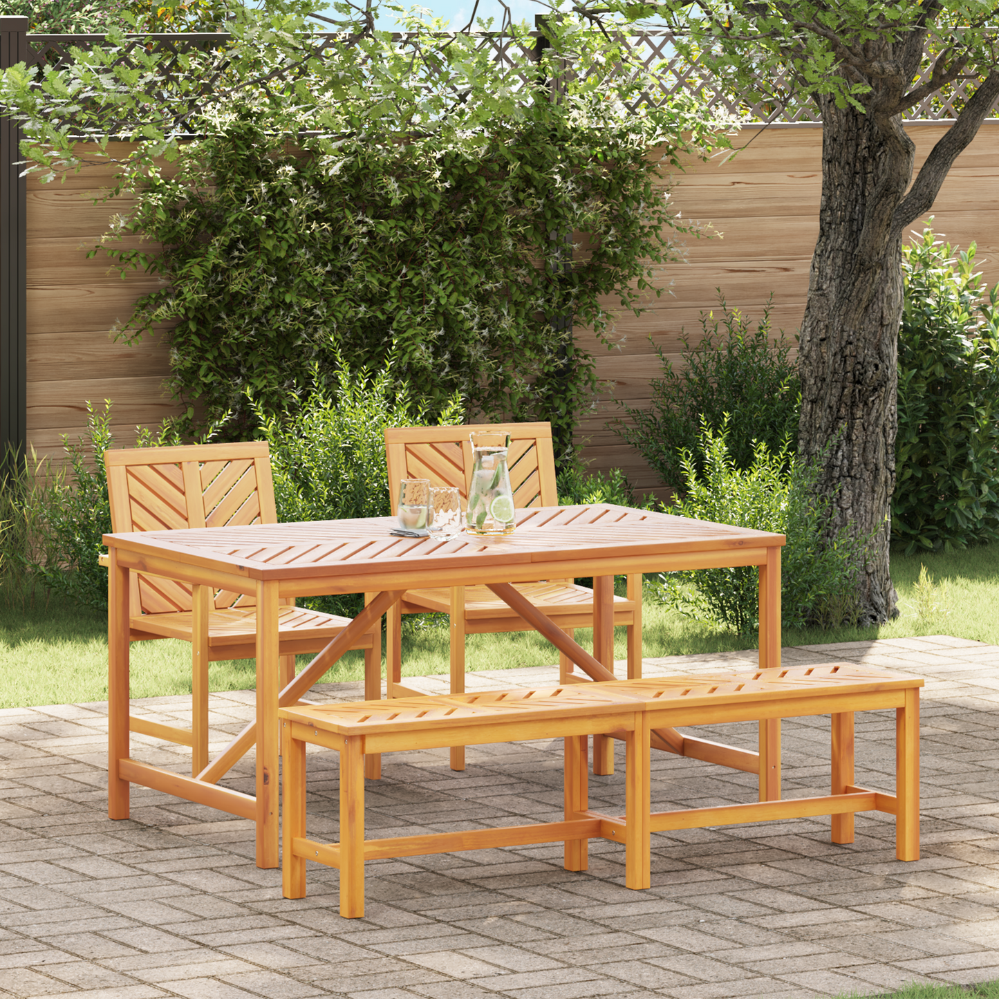 Hage Spisegruppe 4 pcs Brun Solid akasietre