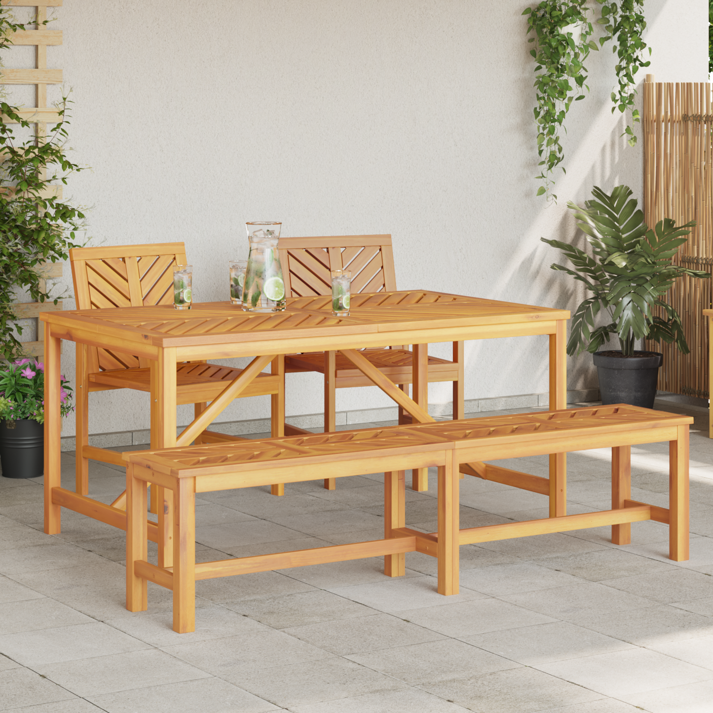 Hage Spisegruppe 4 pcs Brun Solid akasietre