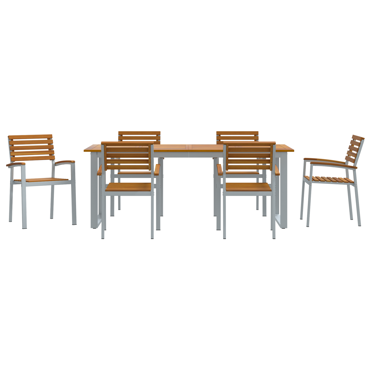 Hage Spisegruppe 7 pcs Grå Solid akasietre
