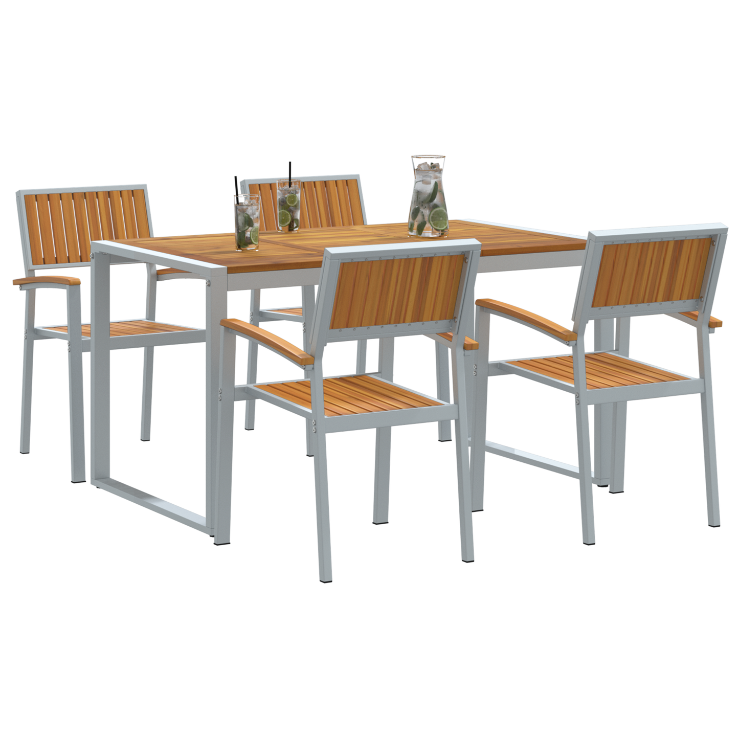 Hage Spisegruppe 5 pcs Grå Solid akasietre