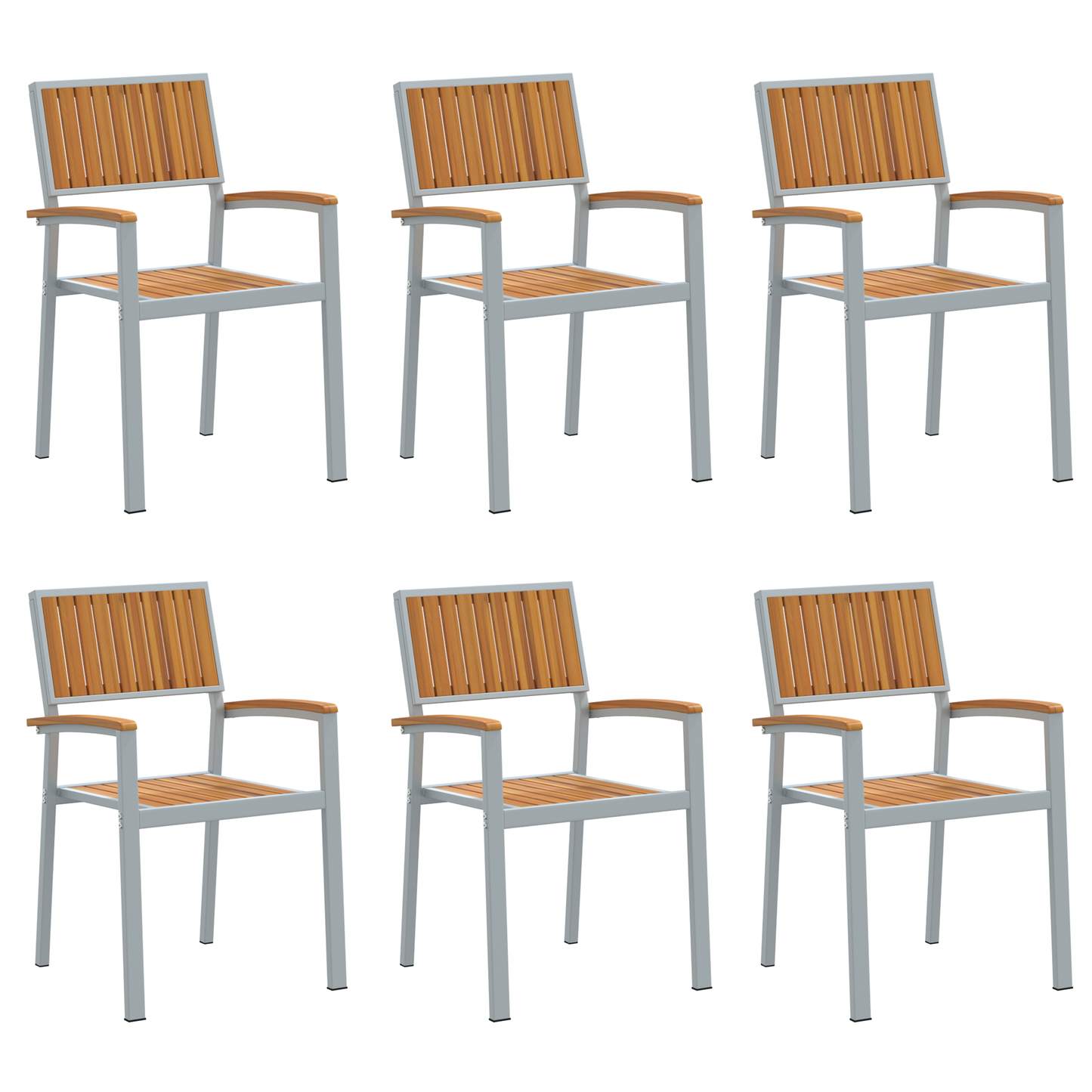 Stablestol 6 pcs Brun 56 x 57 x 87 cm Solid akasietre