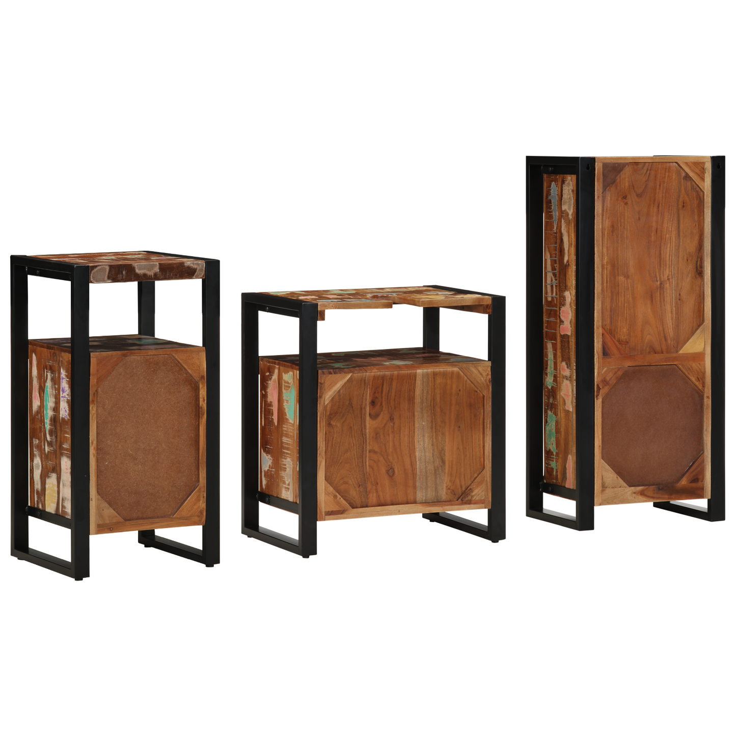 Baderomsinnredningssett med skuff 3 pcs Massiv Reclaim Tre