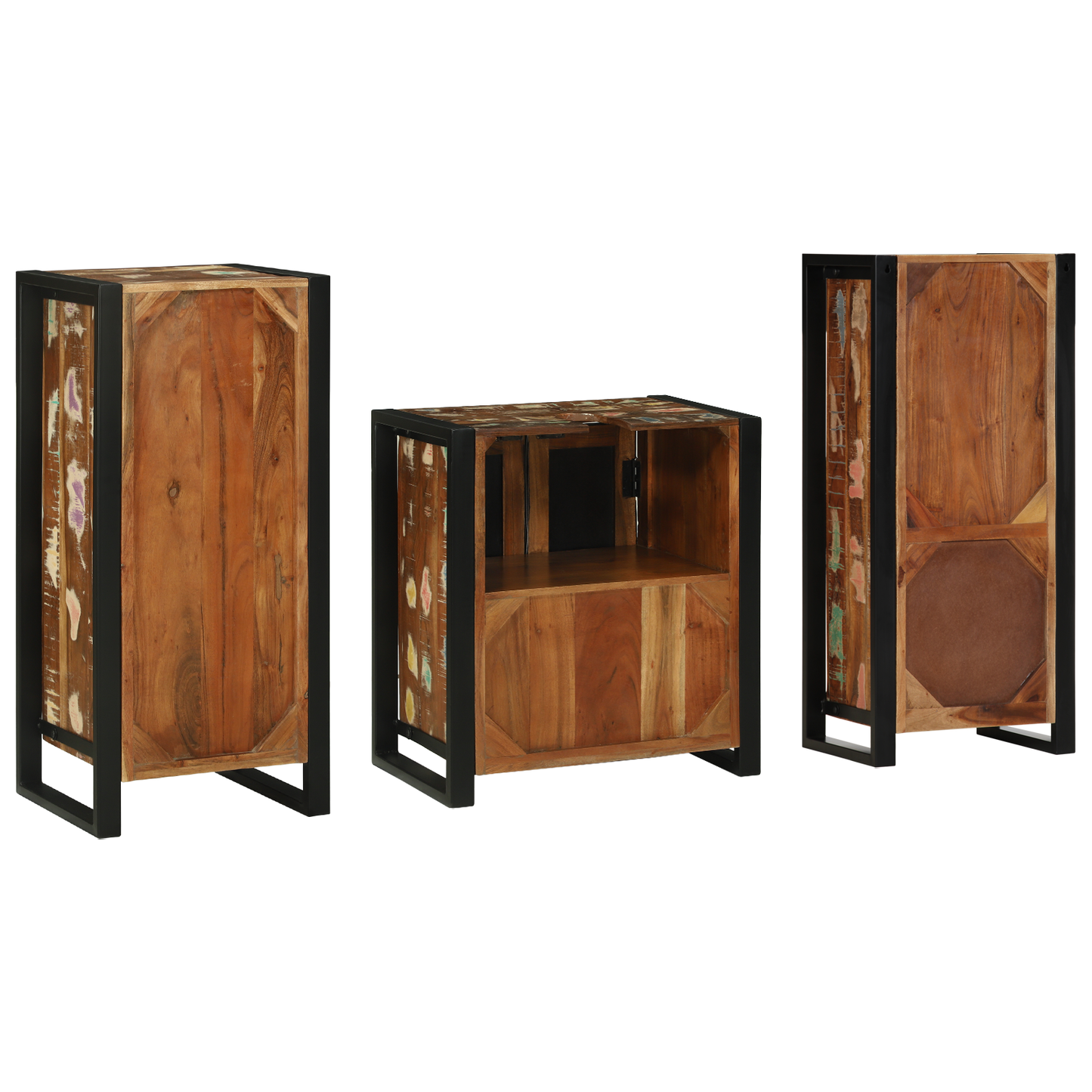 Baderomsinnredningssett med skuff 3 pcs Massiv Reclaim Tre