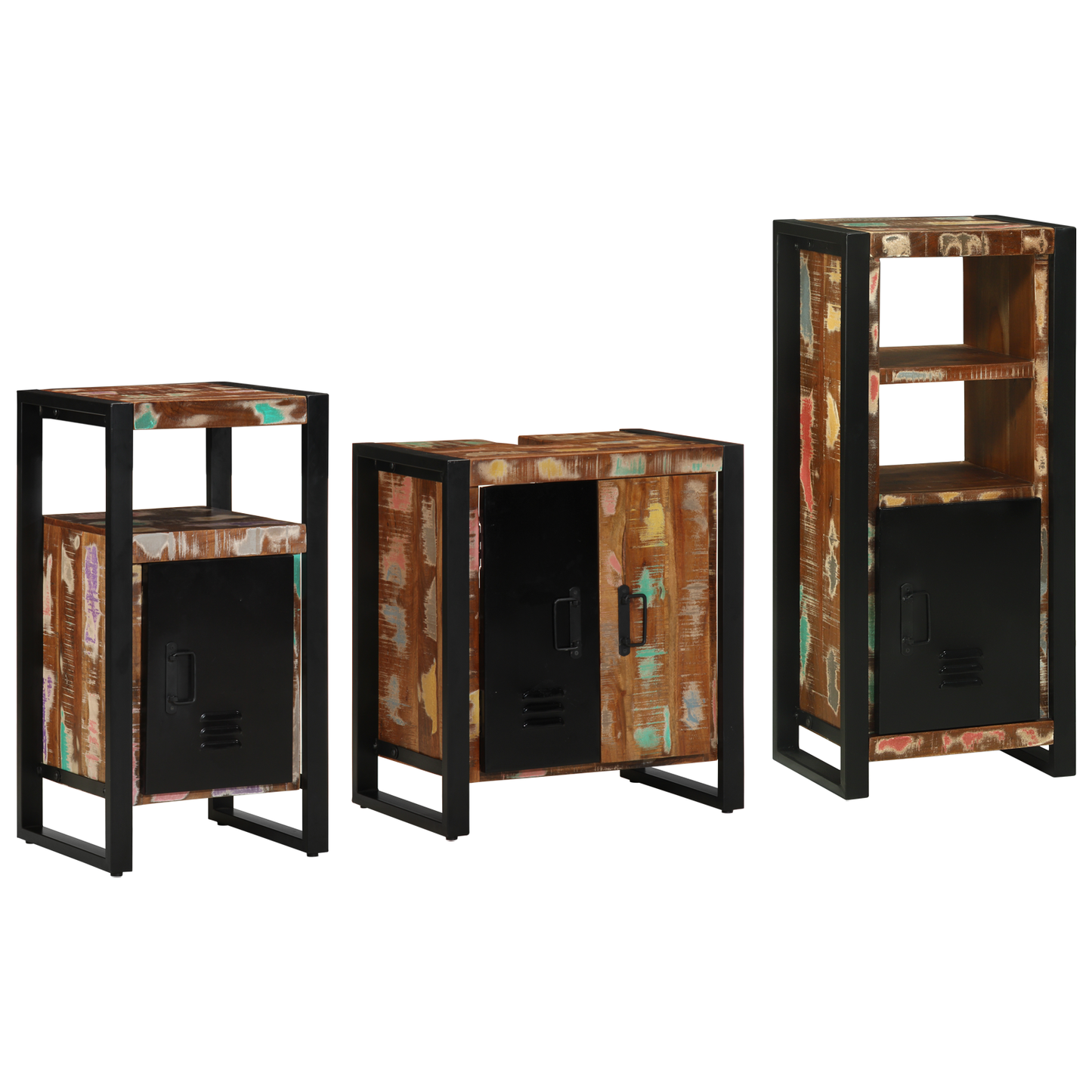 Baderomsinnredningssett med skuff 3 pcs Massiv Reclaim Tre
