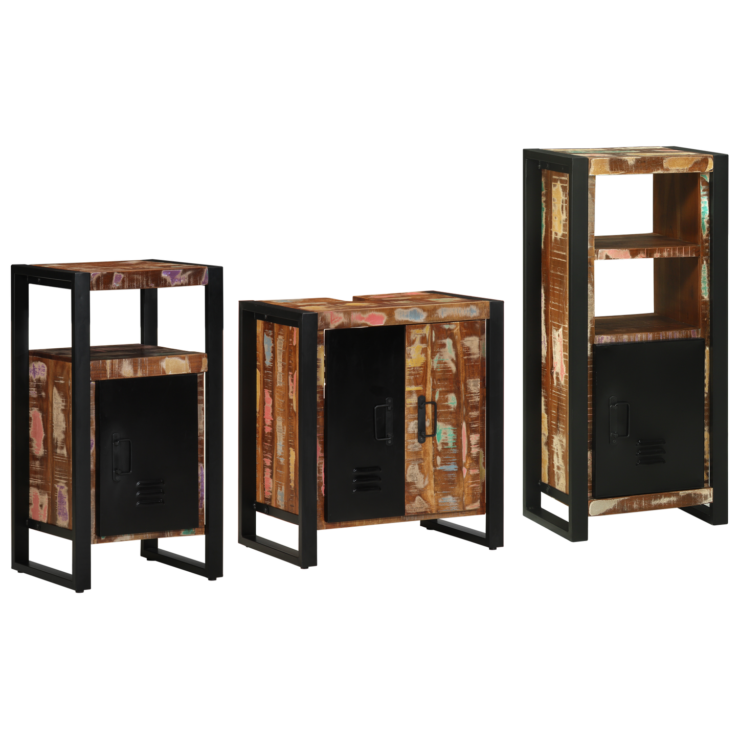Baderomsinnredningssett med skuff 3 pcs Massiv Reclaim Tre