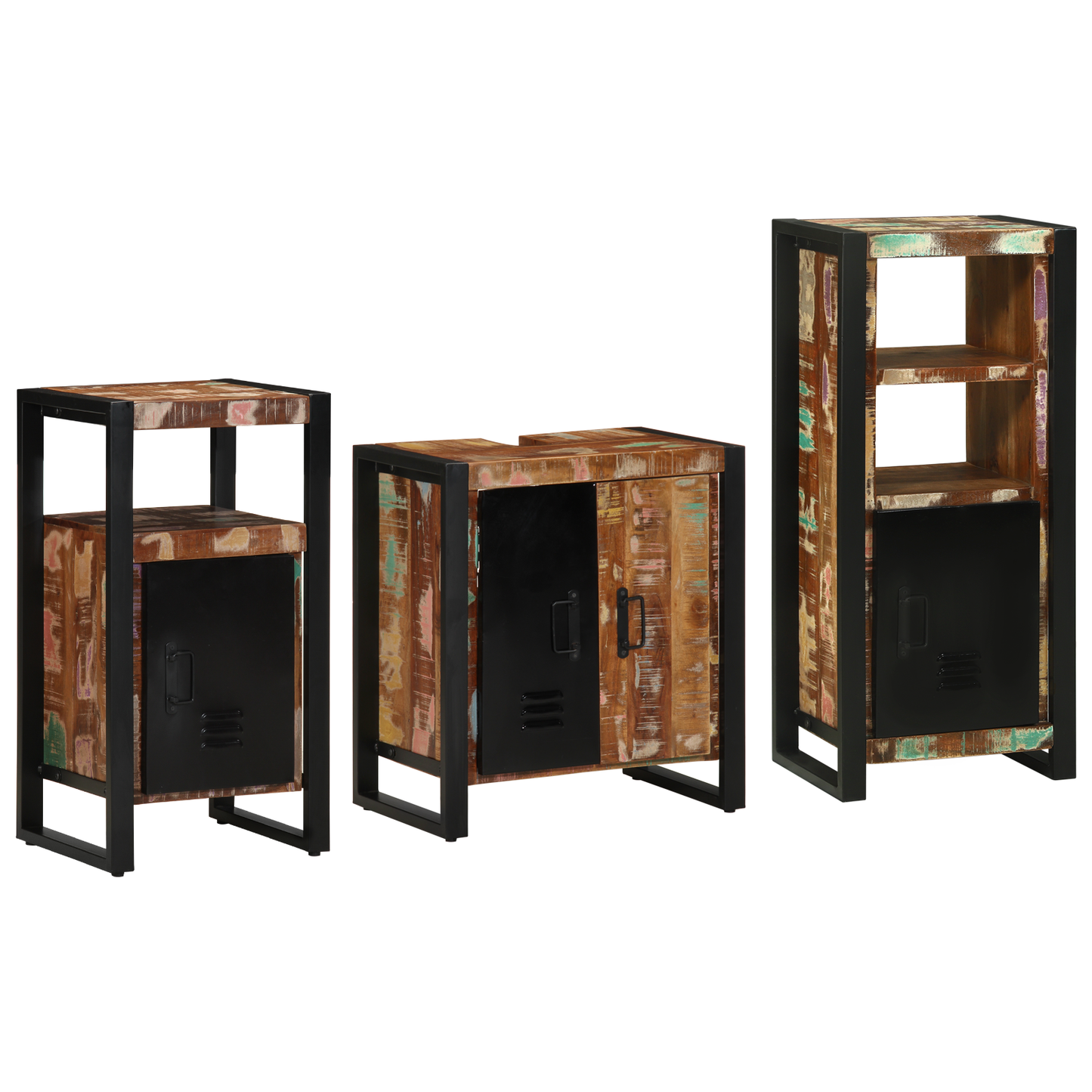 Baderomsinnredningssett med skuff 3 pcs Massiv Reclaim Tre