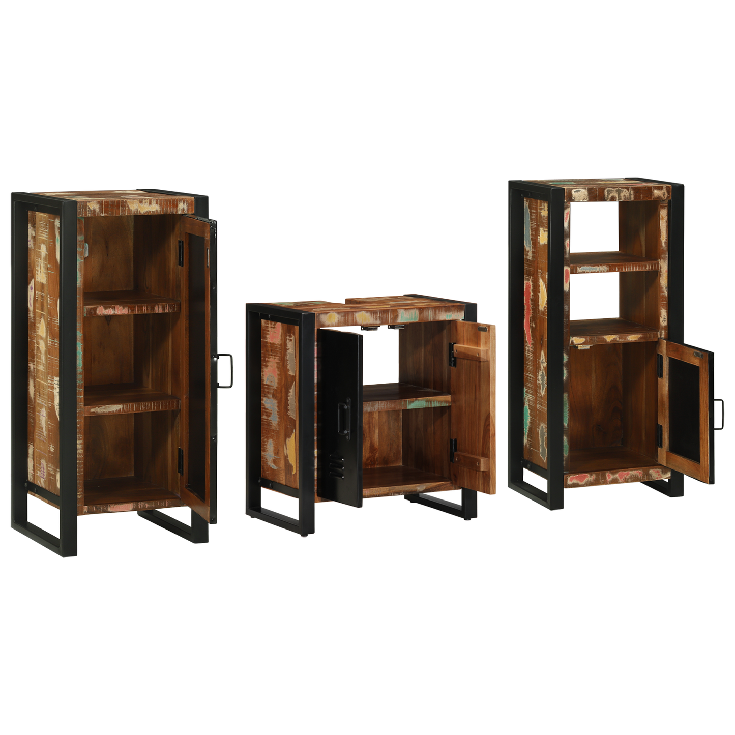 Baderomsinnredningssett med skuff 3 pcs Massiv Reclaim Tre