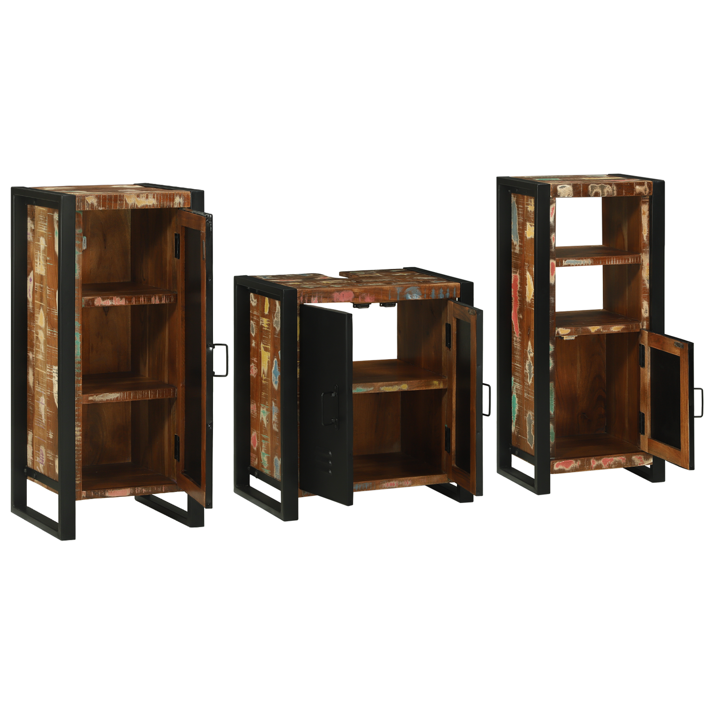 Baderomsinnredningssett med skuff 3 pcs Massiv Reclaim Tre