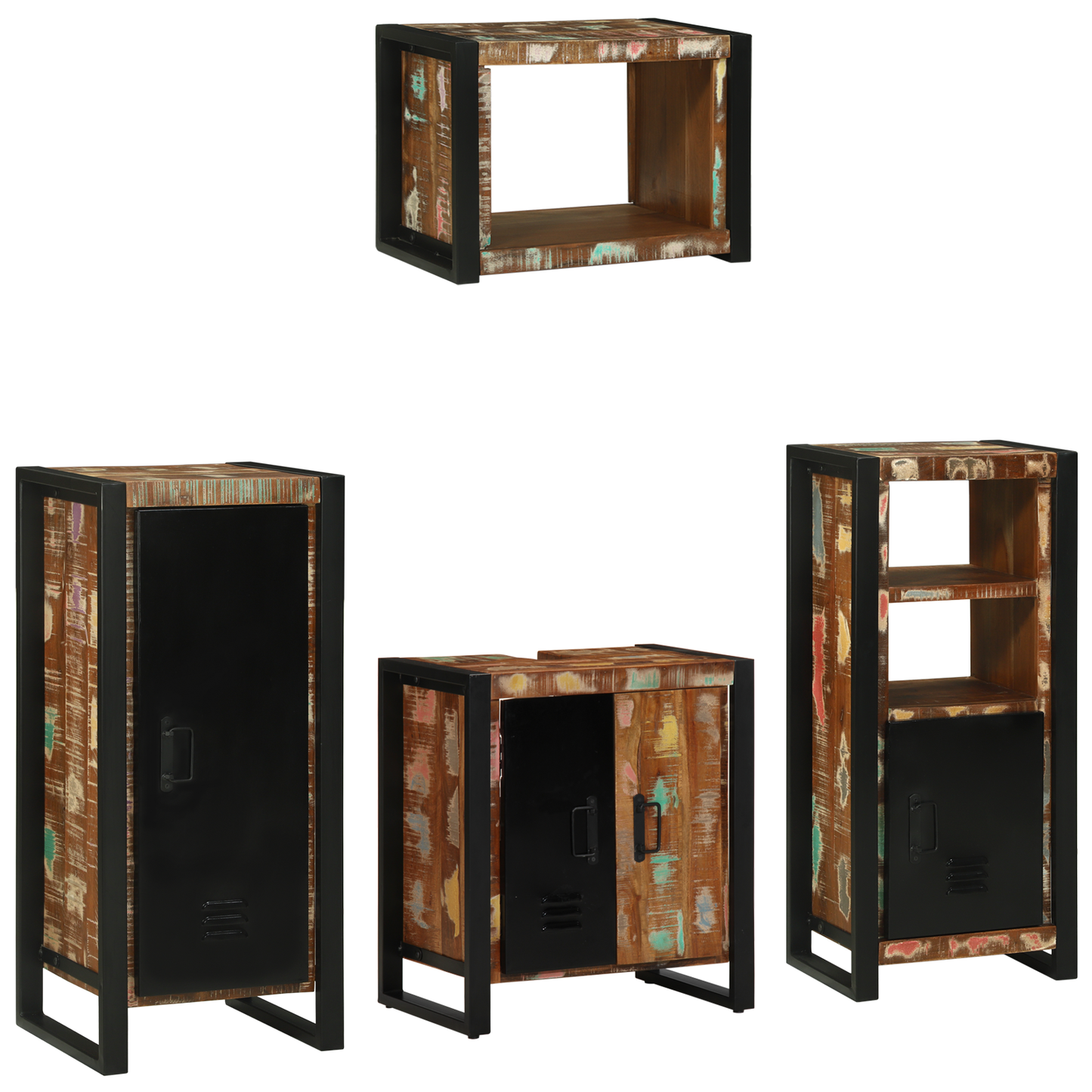 Baderomsinnredningssett med skuff 4 pcs Massiv Reclaim Tre
