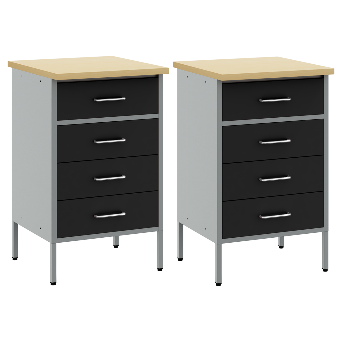Arbeidsskap med skuff 2 pcs Svart og Grå 100 x 55 x 85 cm