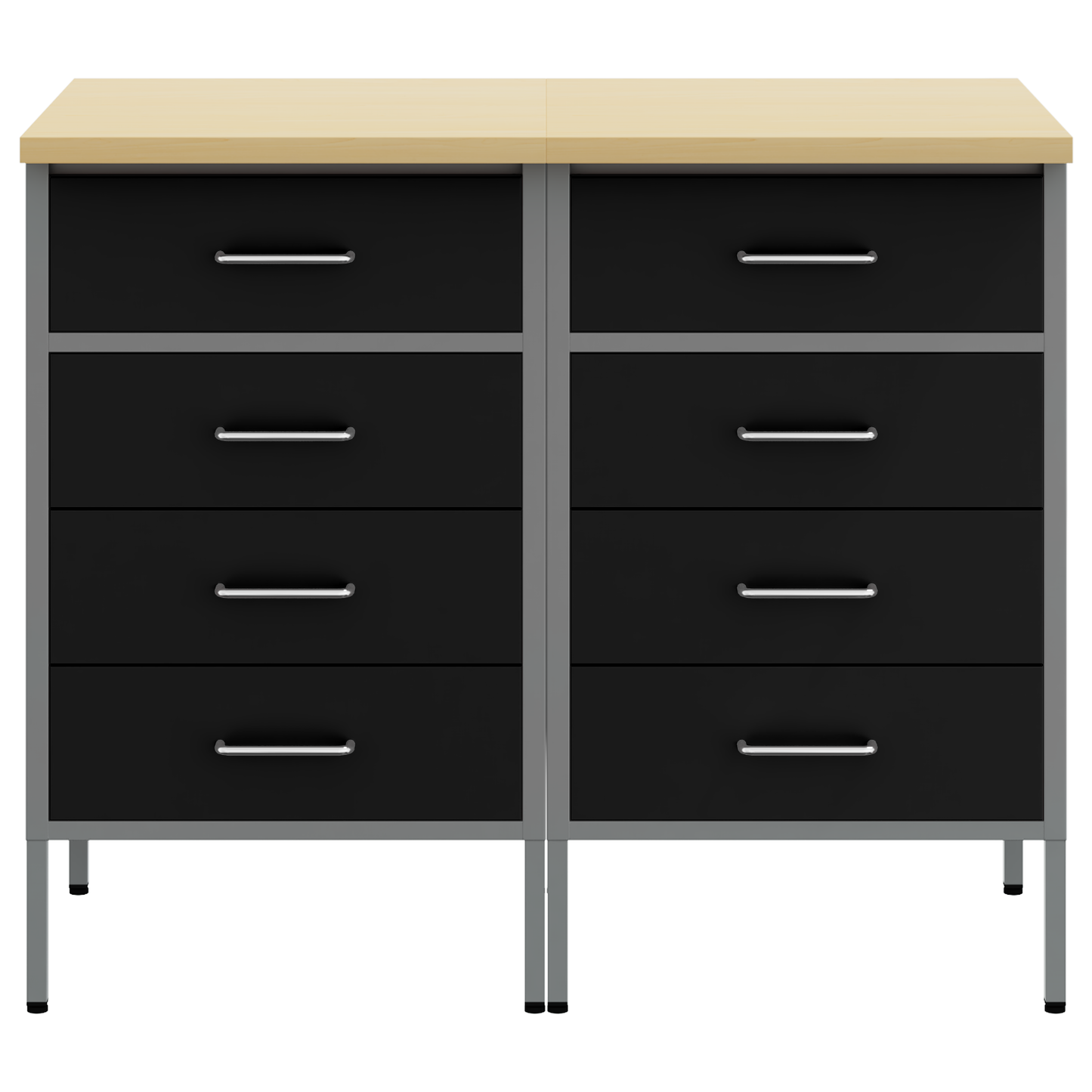 Arbeidsskap med skuff 2 pcs Svart og Grå 100 x 55 x 85 cm