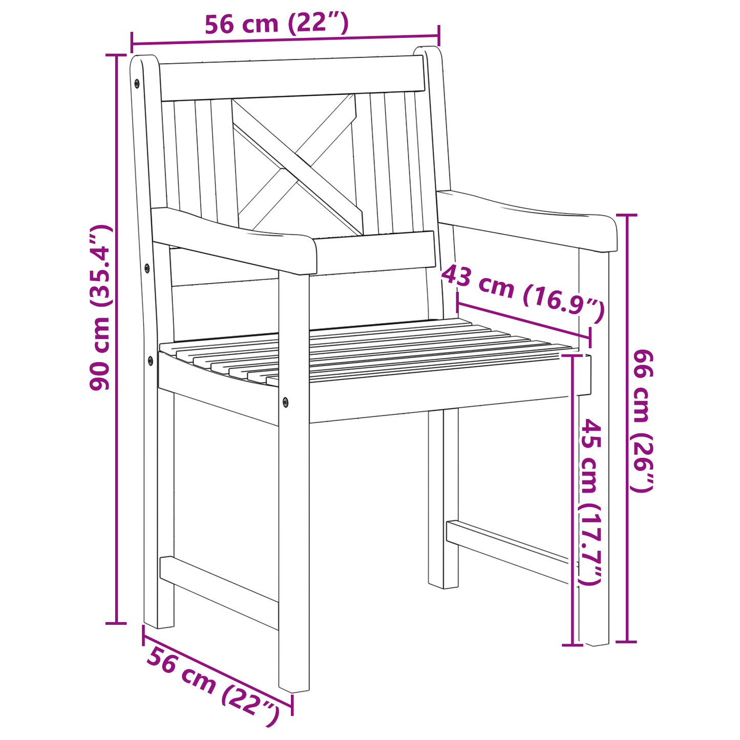 Hagestoler 8 pcs Naturlig Solid akasietre