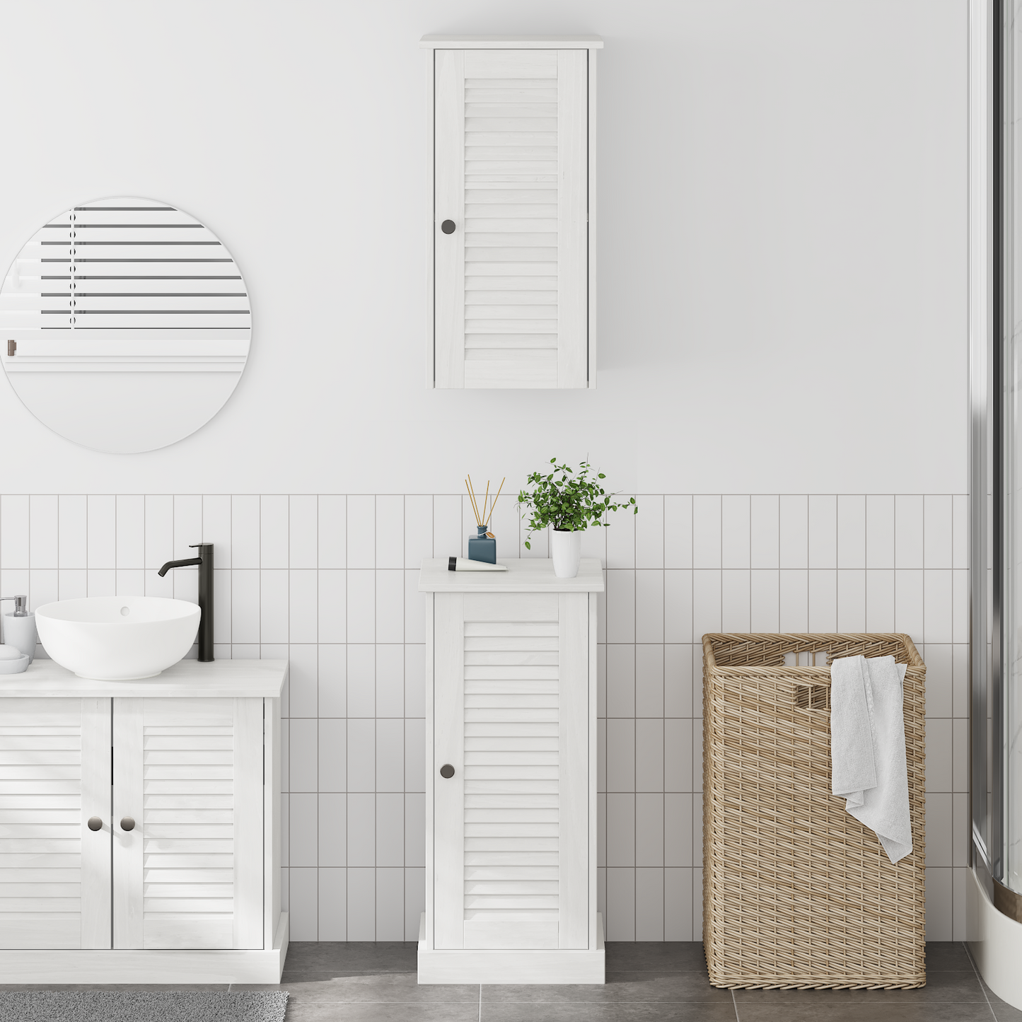 Baderomsinnredningssett med hylle VIGO 2 pcs Hvit og Antikkhvit