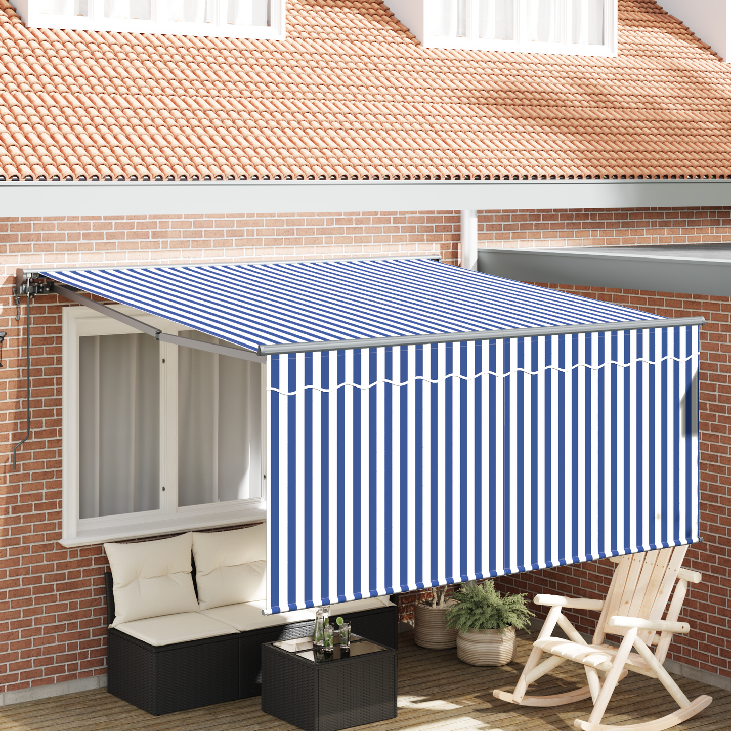 Innvendbar Markise Blå og hvit 350 x 250 cm