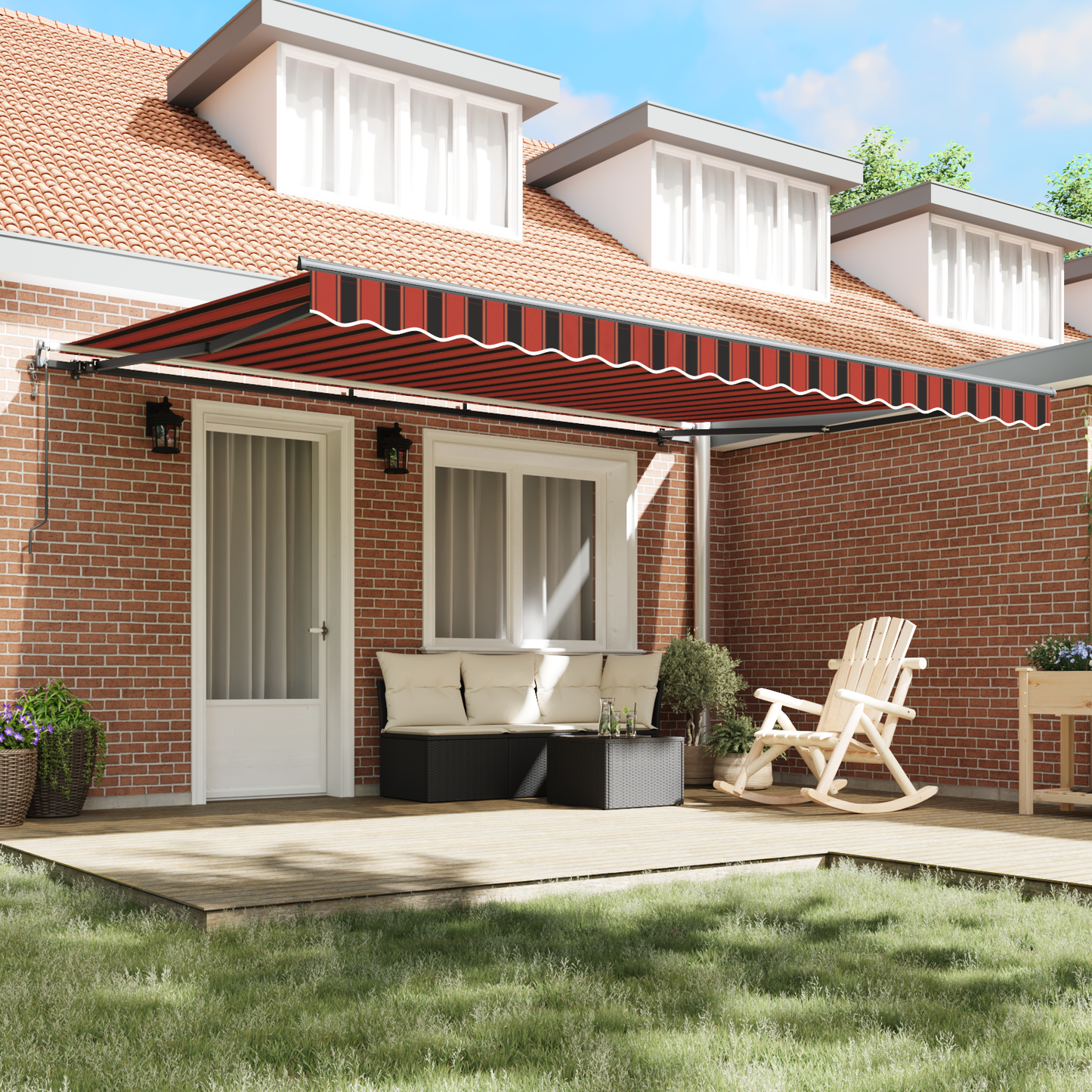 Innvendbar Markise oransje og brun 450 × 300 cm