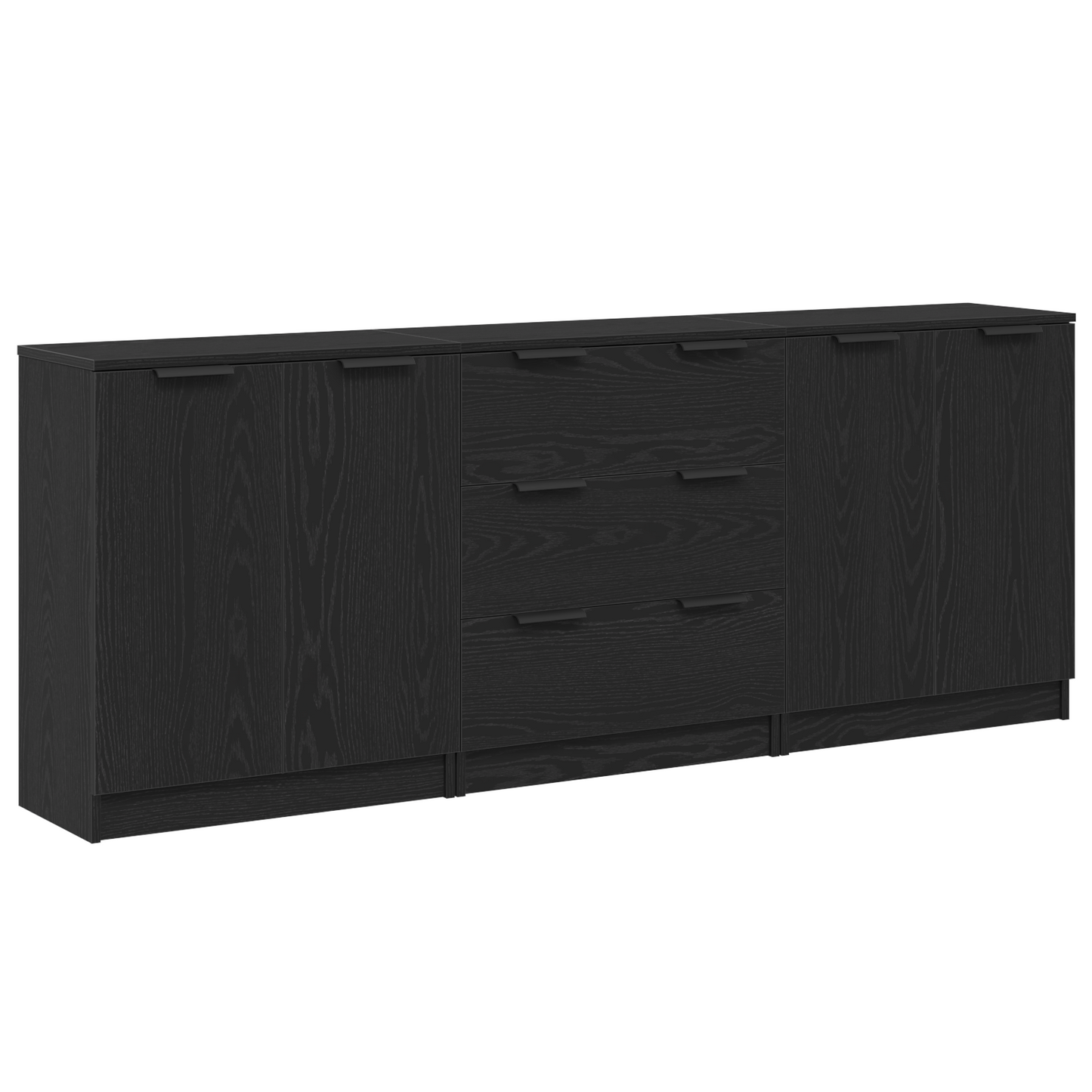 Serviesskap 3 stk. Svart Eik 180 x 30 x 70 cm Konstruert tre