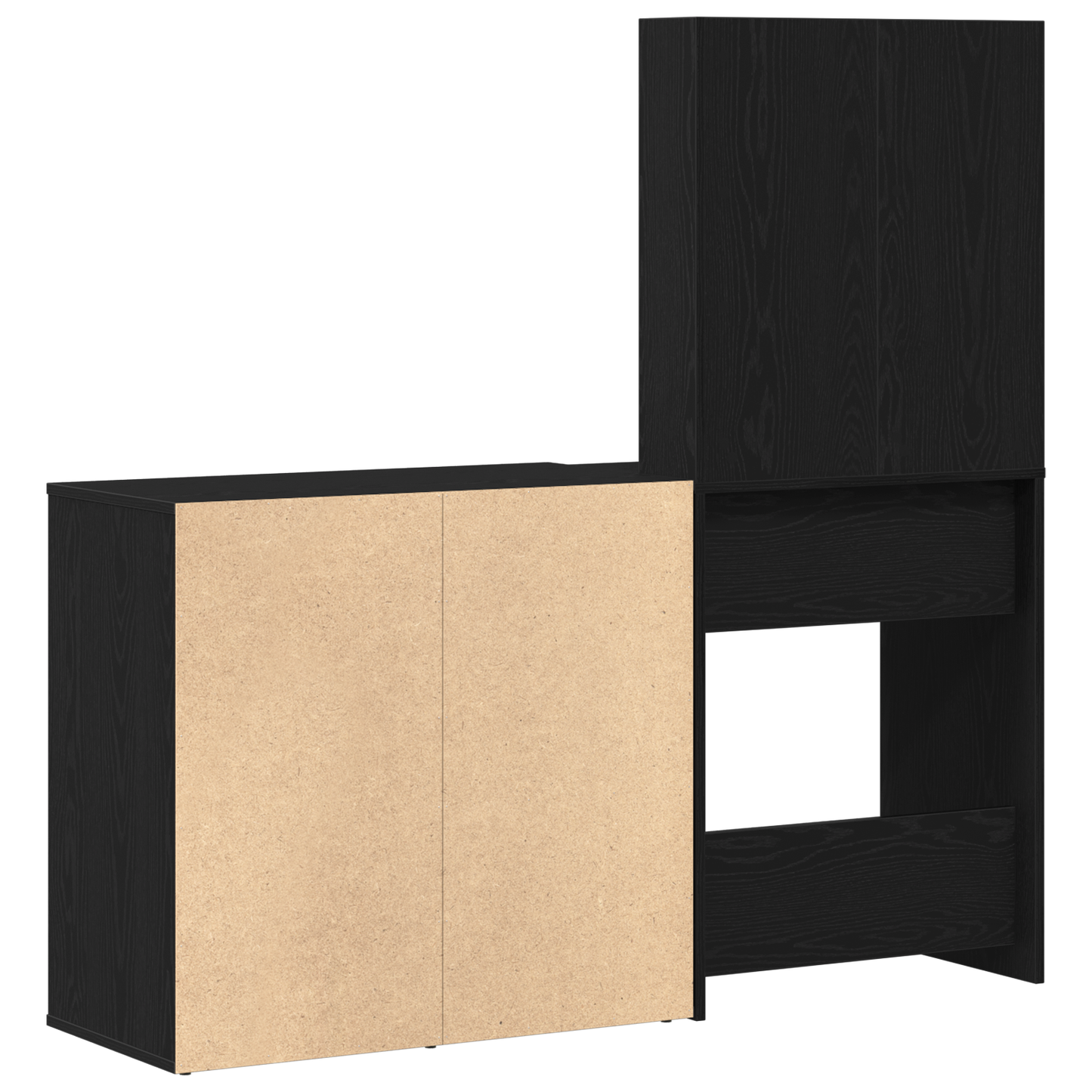 LED Sminkebordsett Svart Eik 140 x 40 x 140 cm Konstruert tre
