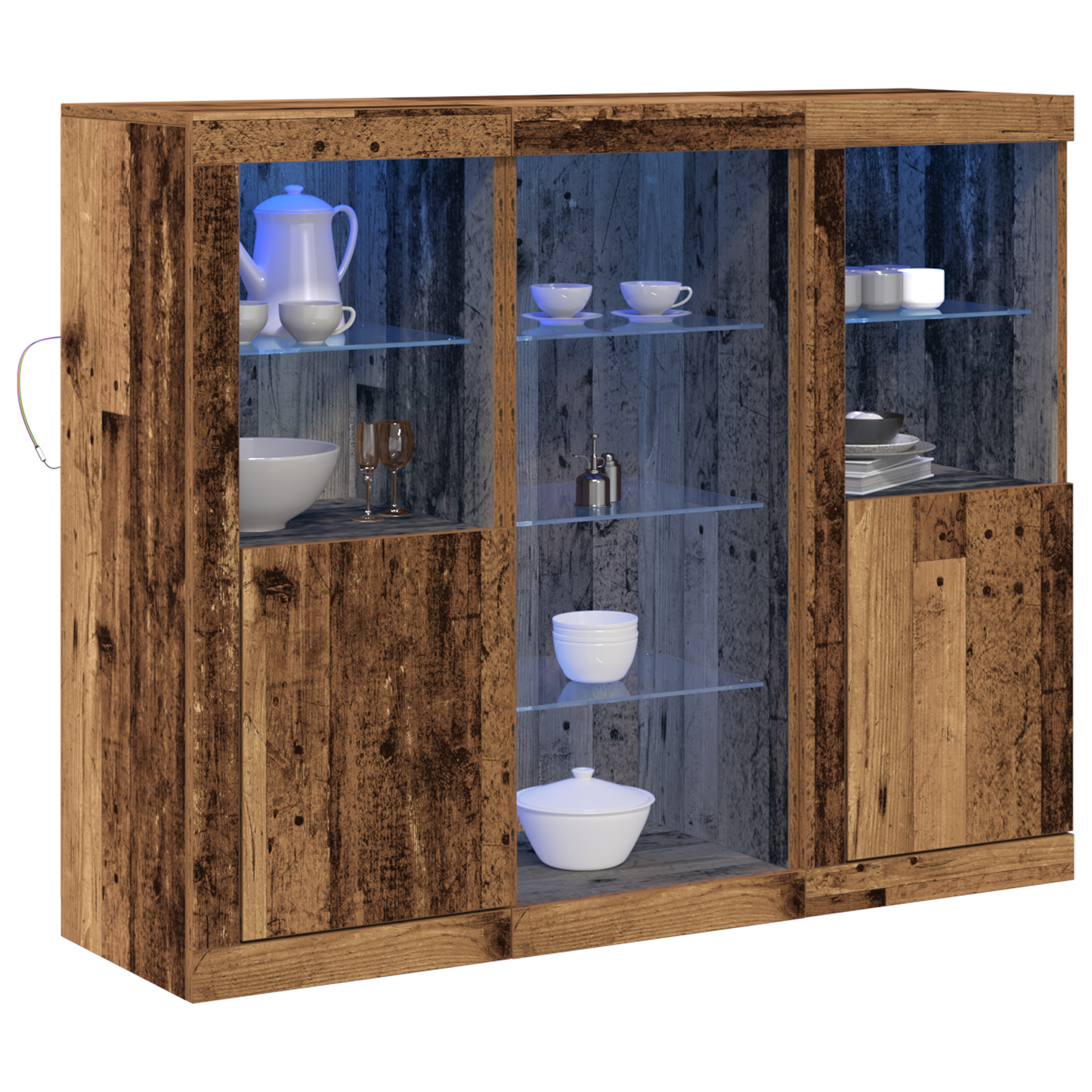 LED sideboard Gammelt tre 123 x 37 x 100 cm Konstruert tre