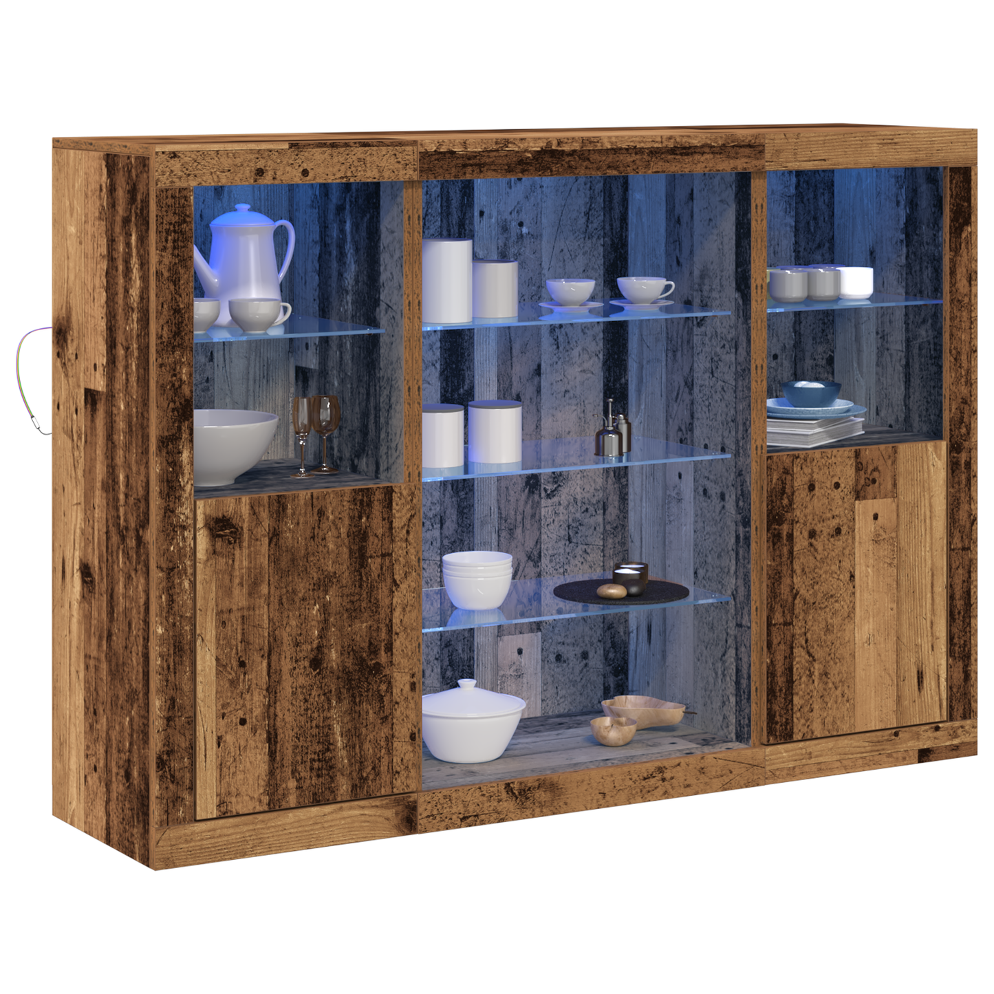 LED sideboard Gammelt tre 142,5 x 37 x 100 cm Konstruert tre