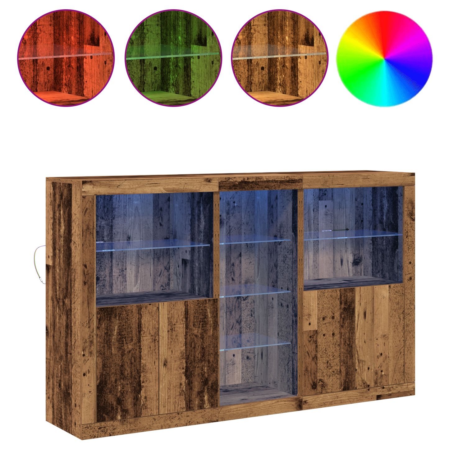 LED sideboard Gammelt tre 162 x 37 x 100 cm Konstruert tre