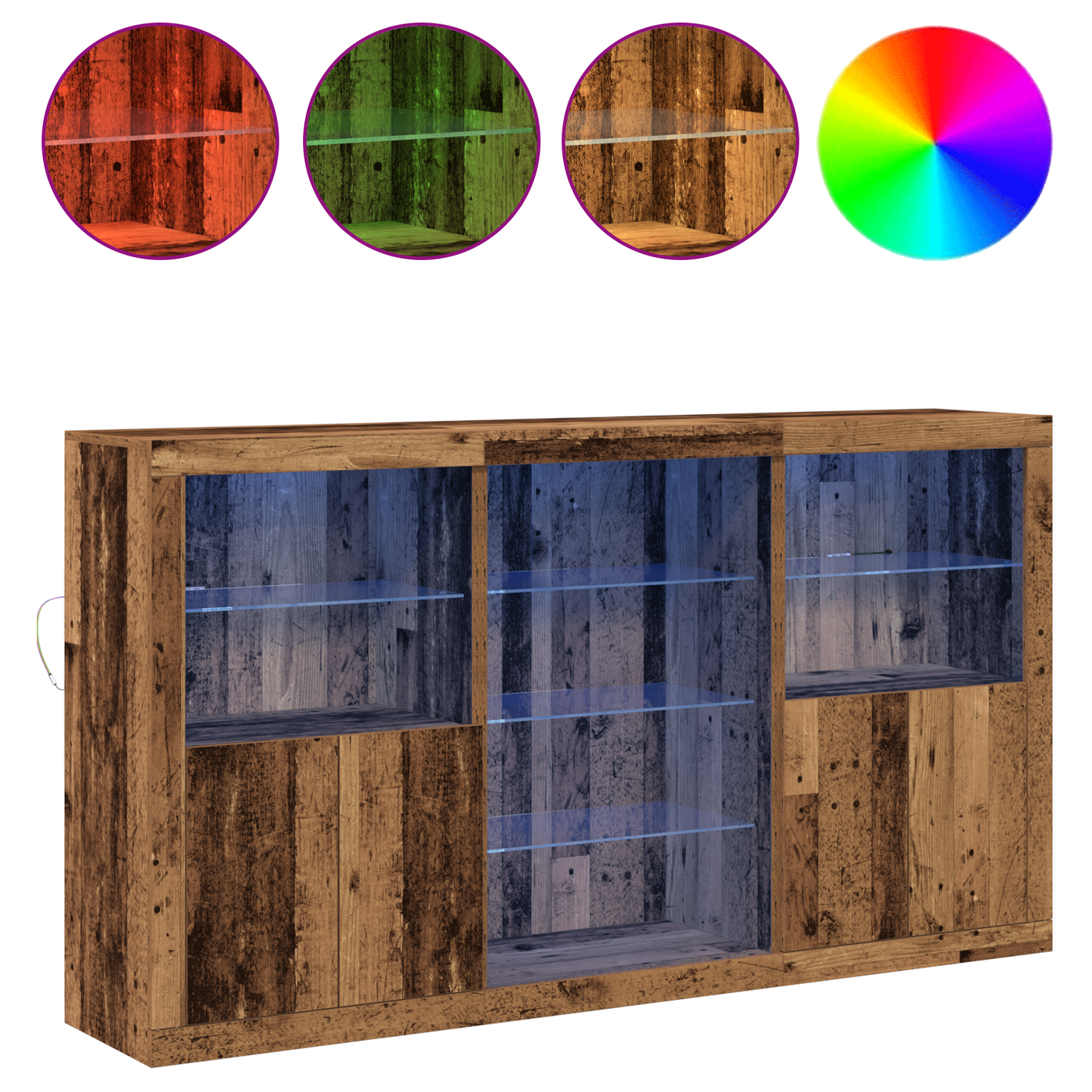 LED sideboard Gammelt tre 181,5 x 37 x 100 cm Konstruert tre