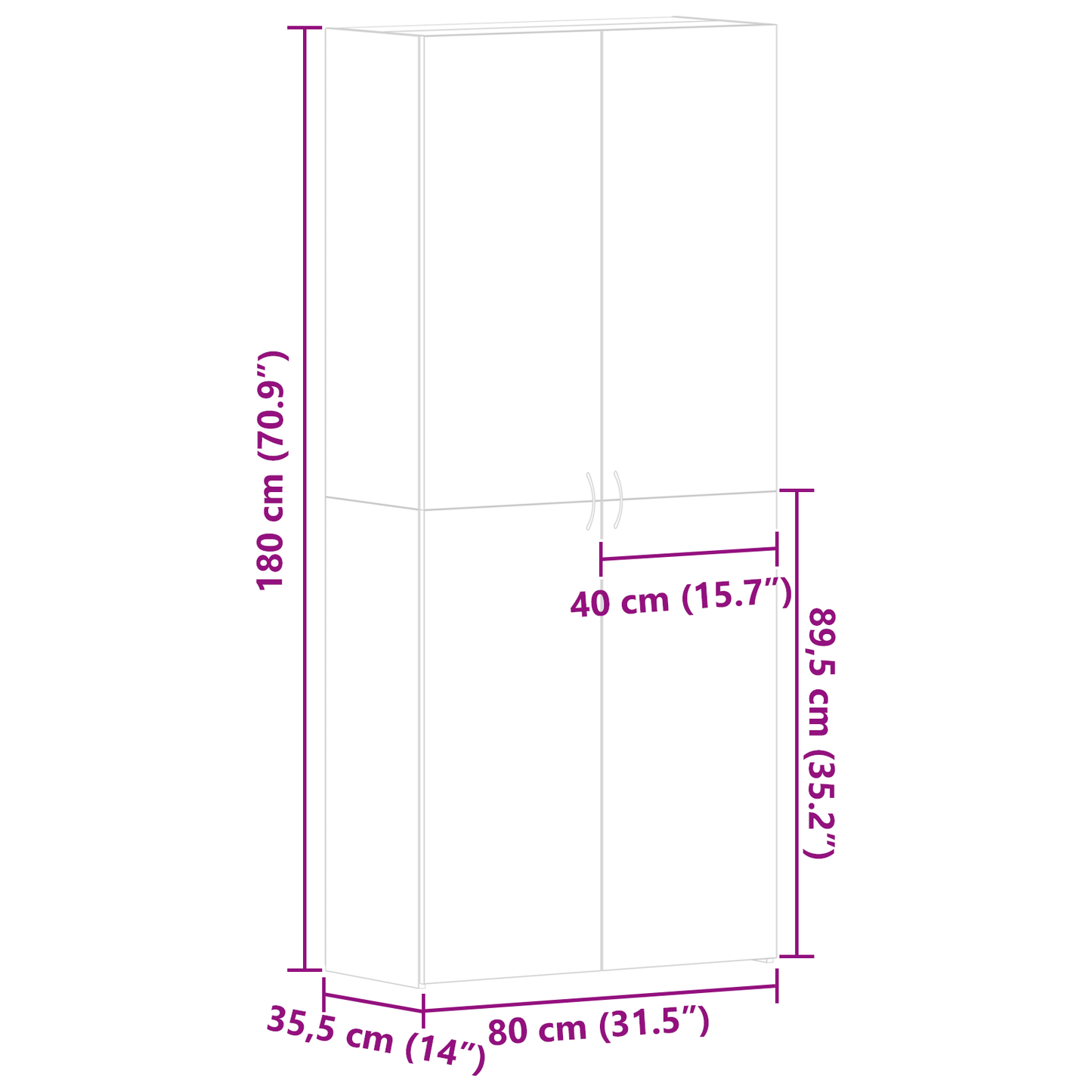 Sko Skap 80 x 35,5 x 180 cm Konstruert tre Brun