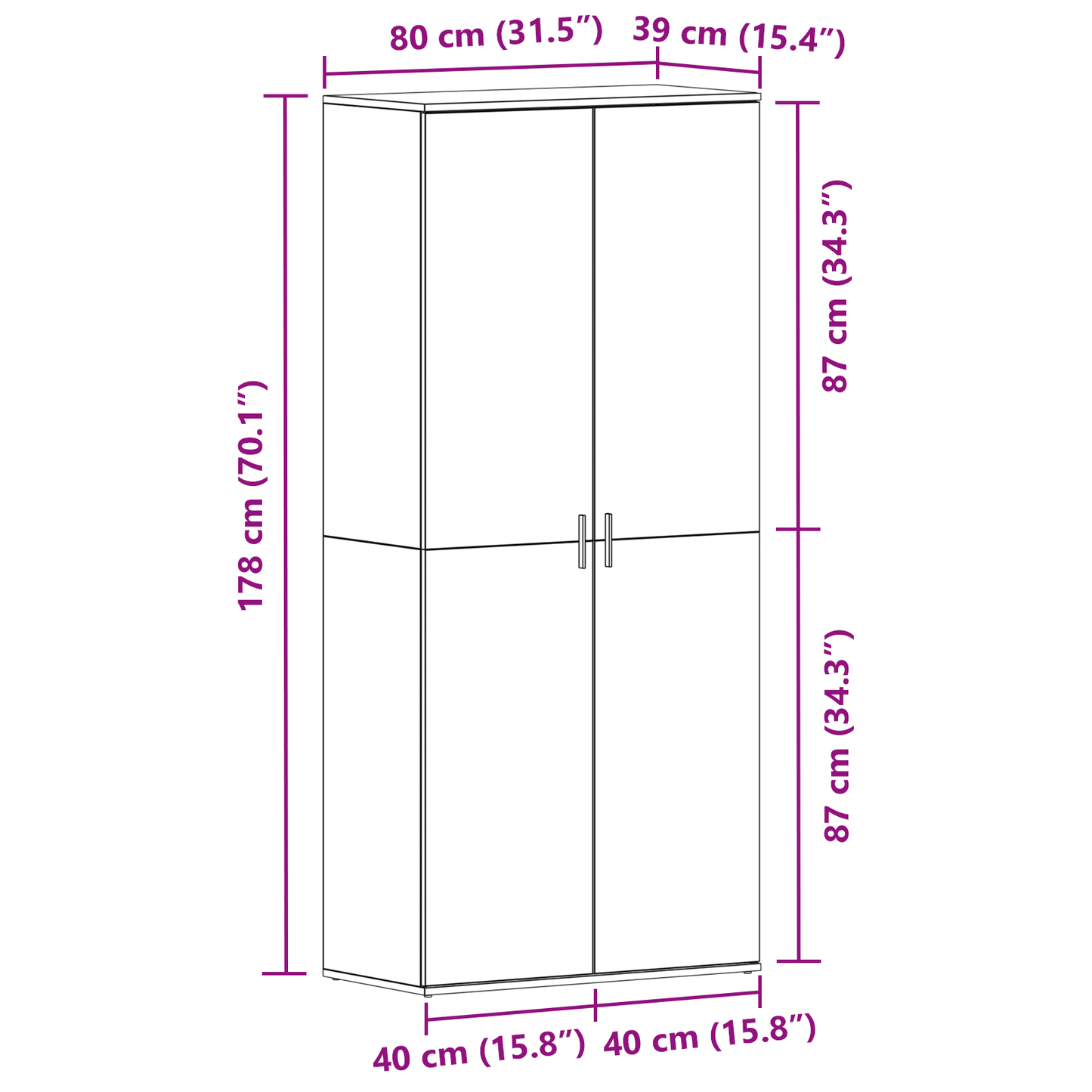 Sko Skap med hylle med dør Hvit 80 x 39 x 178 cm Konstruert tre
