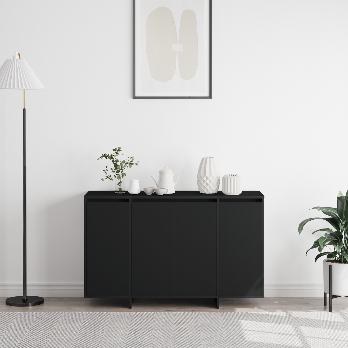 Serviesskap Svart 120 x 41 x 75 cm Konstruert tre